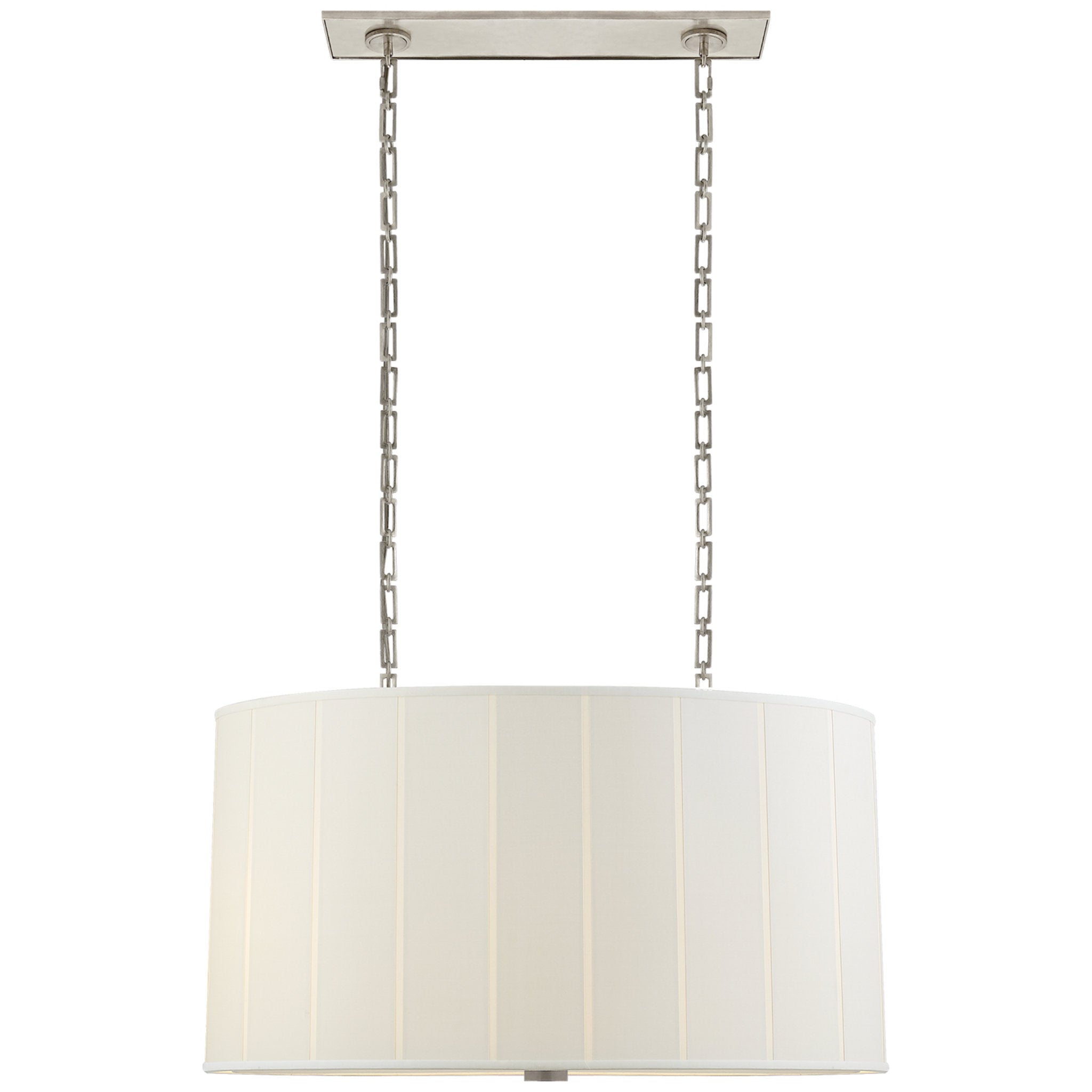 Barbara Barry Perfect Pleat Oval Hanging Shade in Soft Silver with Silk Shade
