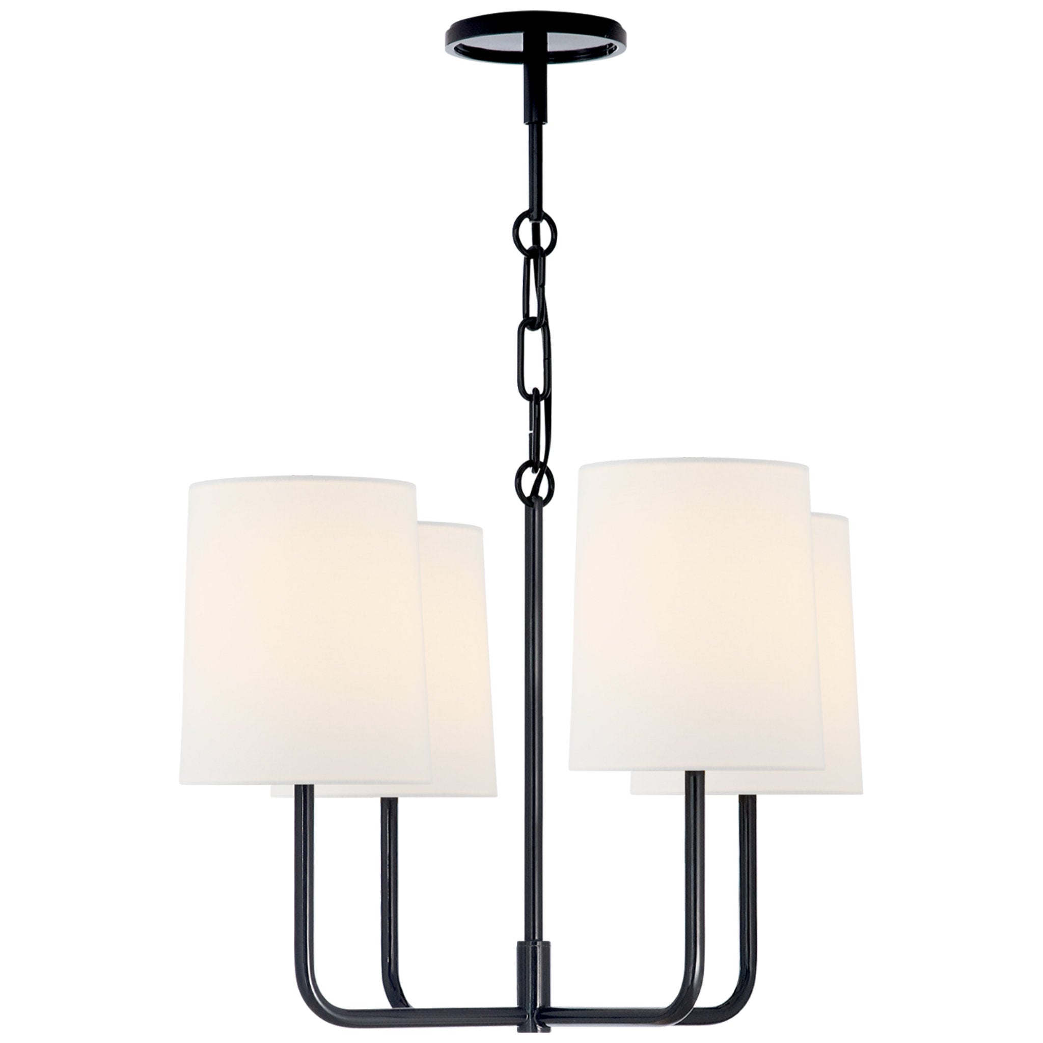 Barbara Barry Go Lightly Small Chandelier in Charcoal with Linen Shades Ceiling Light W15.75" x H14.75"