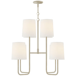Barbara Barry Go Lightly Medium Chandelier in China White with Linen Shades