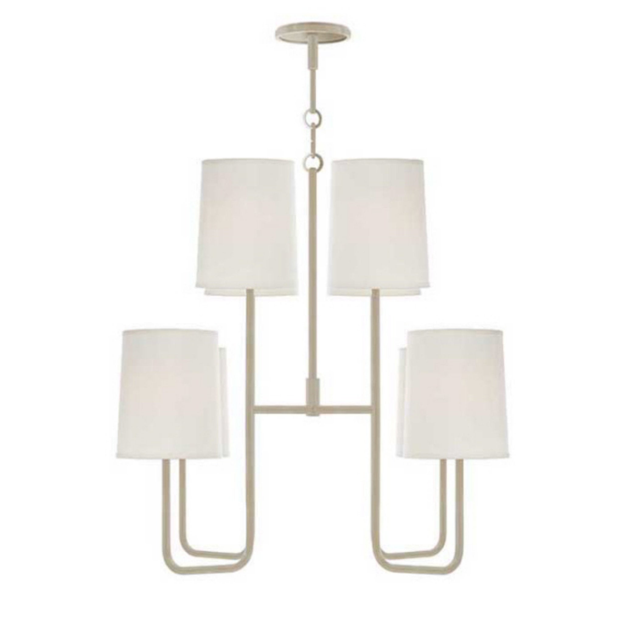Barbara Barry Go Lightly Medium Chandelier in China White with Silk Shades