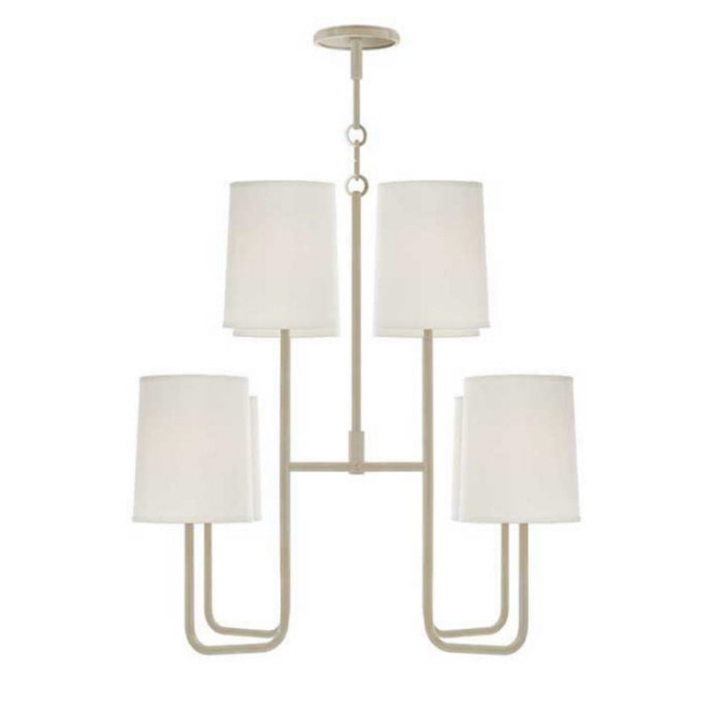 Barbara Barry Go Lightly Medium Chandelier in China White with Silk Shades