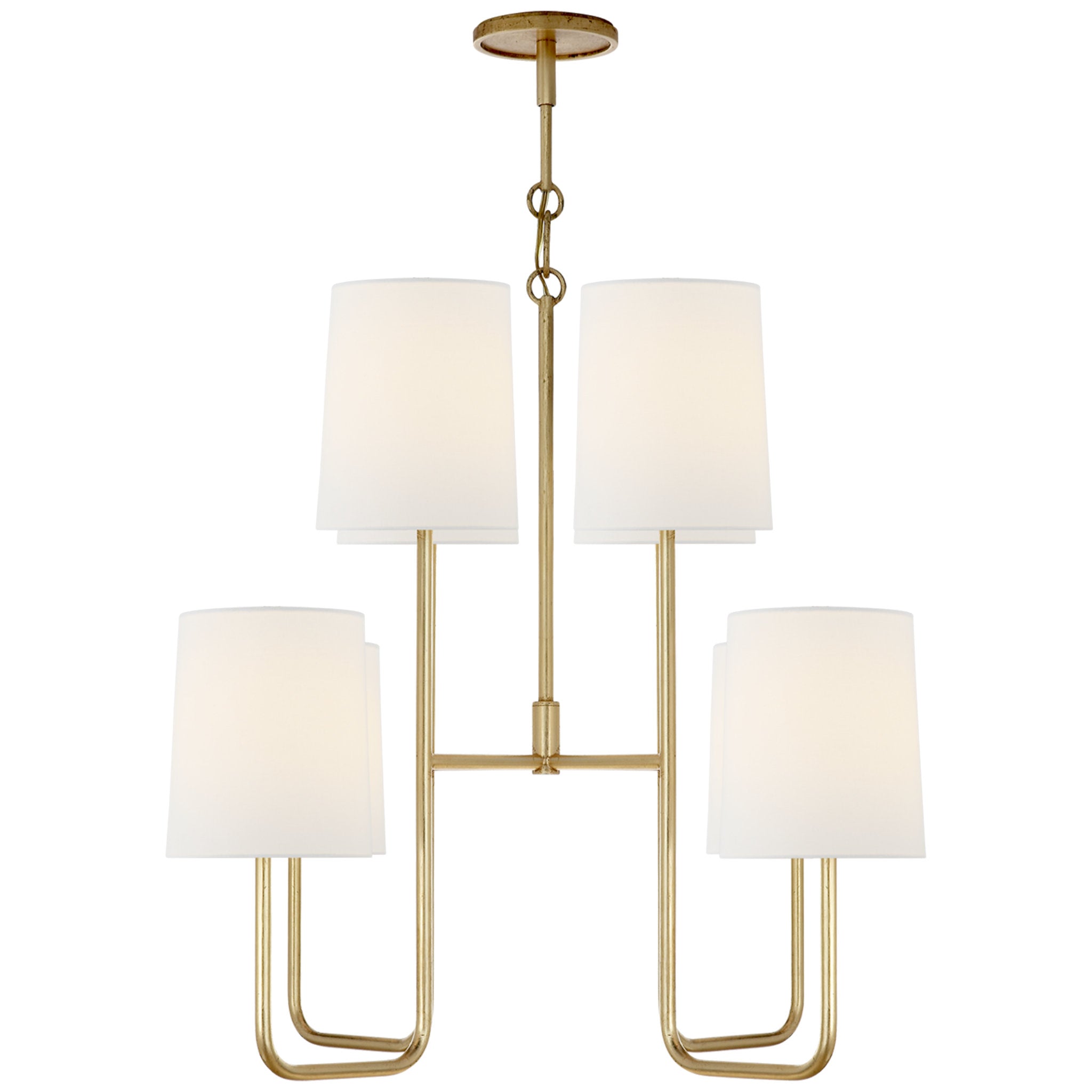 Barbara Barry Go Lightly Medium Chandelier in Gilded with Linen Shades