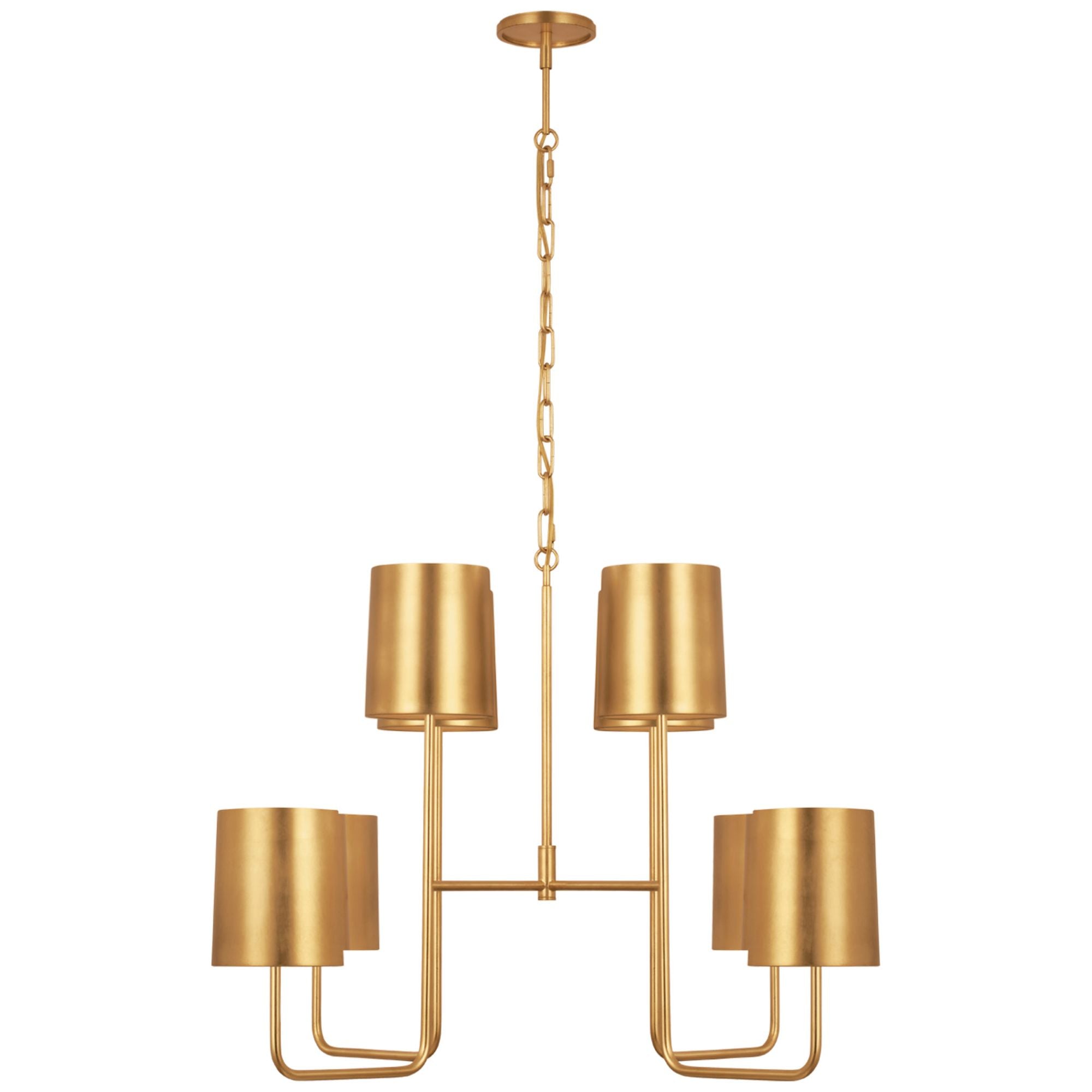 Barbara Barry Go Lightly Extra Large Two Tier Chandelier in Gild with Gild Shades