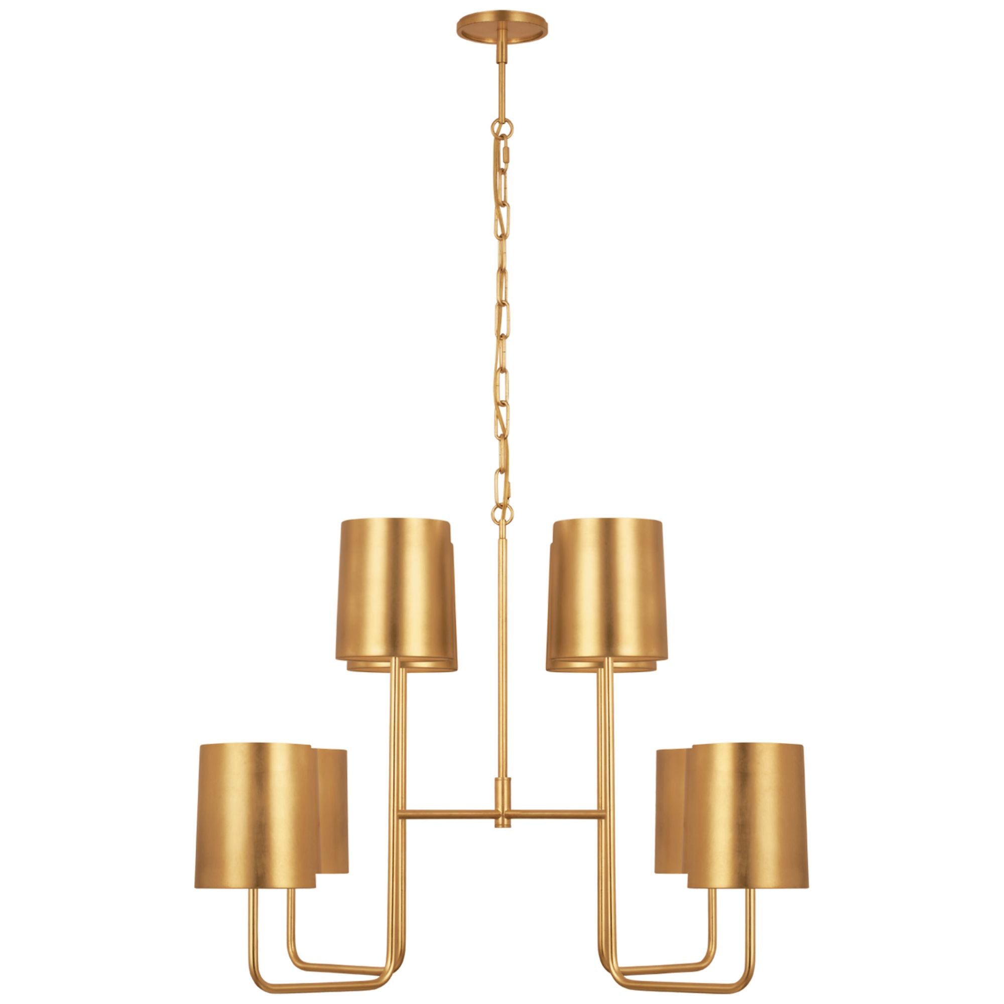 Barbara Barry Go Lightly Extra Large Two Tier Chandelier in Gild with Gild Shades Ceiling Light W30" x H25.25"