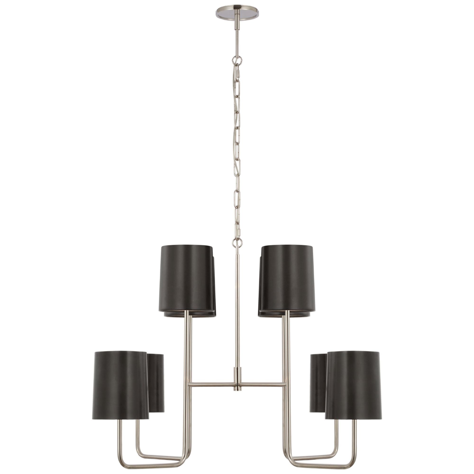 Barbara Barry Go Lightly Extra Large Two Tier Chandelier in Polished Nickel with Bronze Shades Ceiling Light W30" x H25.25"