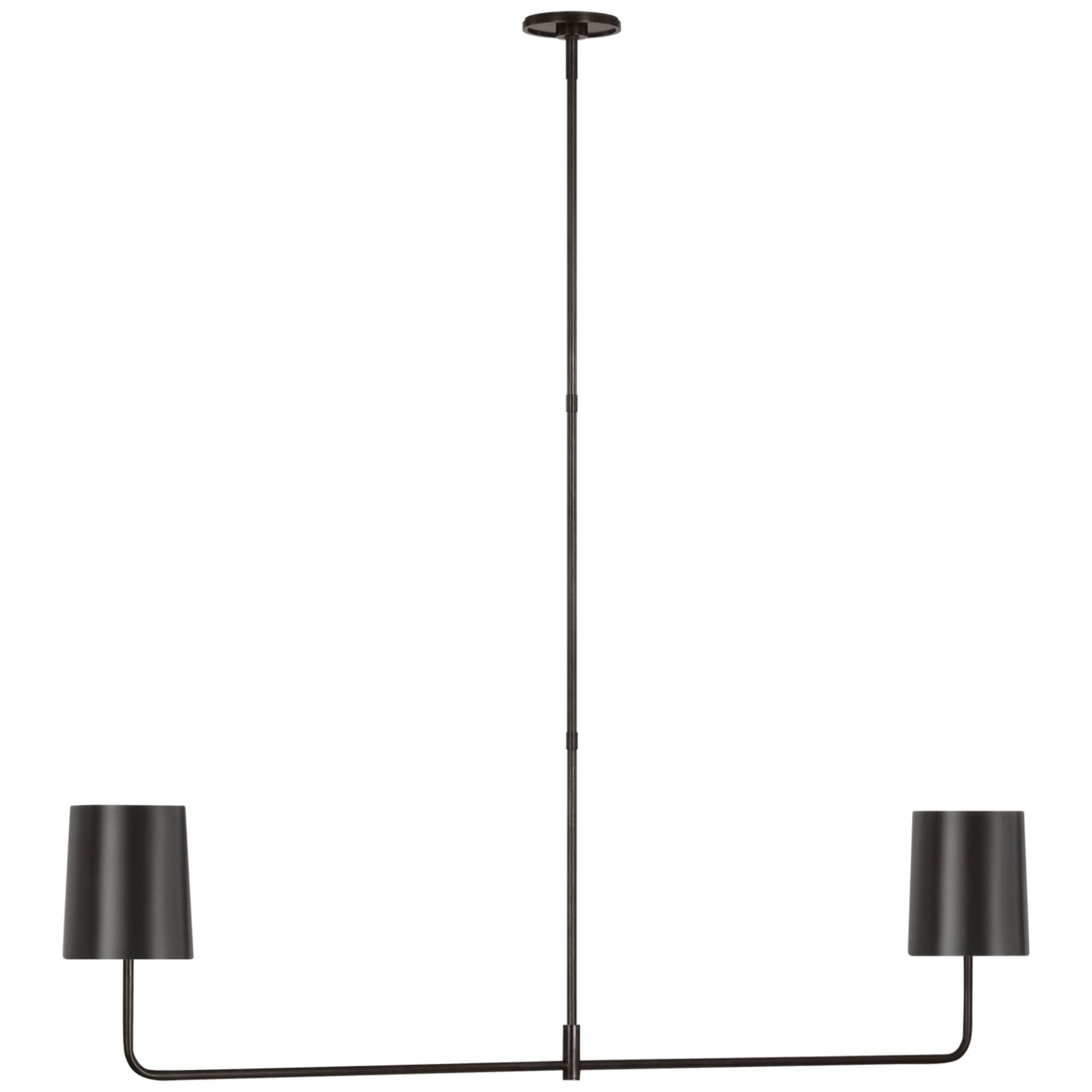 Barbara Barry Go Lightly 54" Two Light Linear Chandelier in Bronze with Bronze Shades
