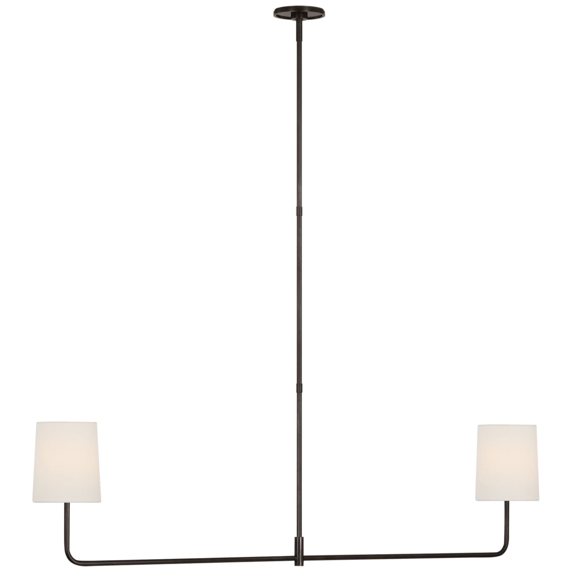 Barbara Barry Go Lightly 54" Two Light Linear Chandelier in Bronze with Linen Shades