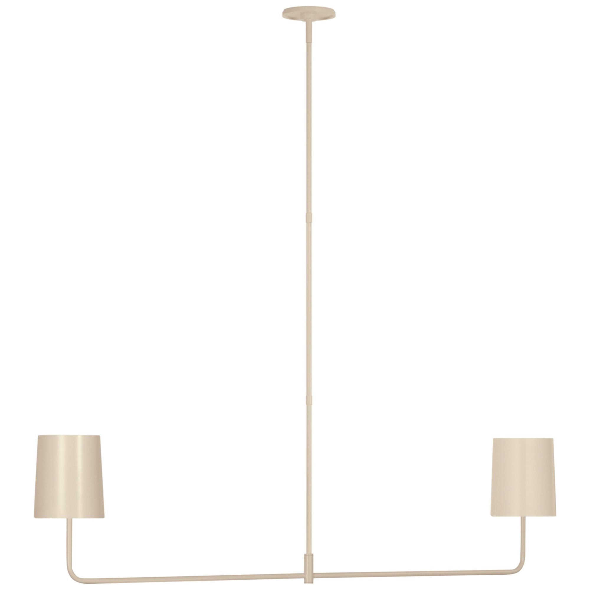 Barbara Barry Go Lightly 54" Two Light Linear Chandelier in China White with China White Shades Ceiling Light W54"