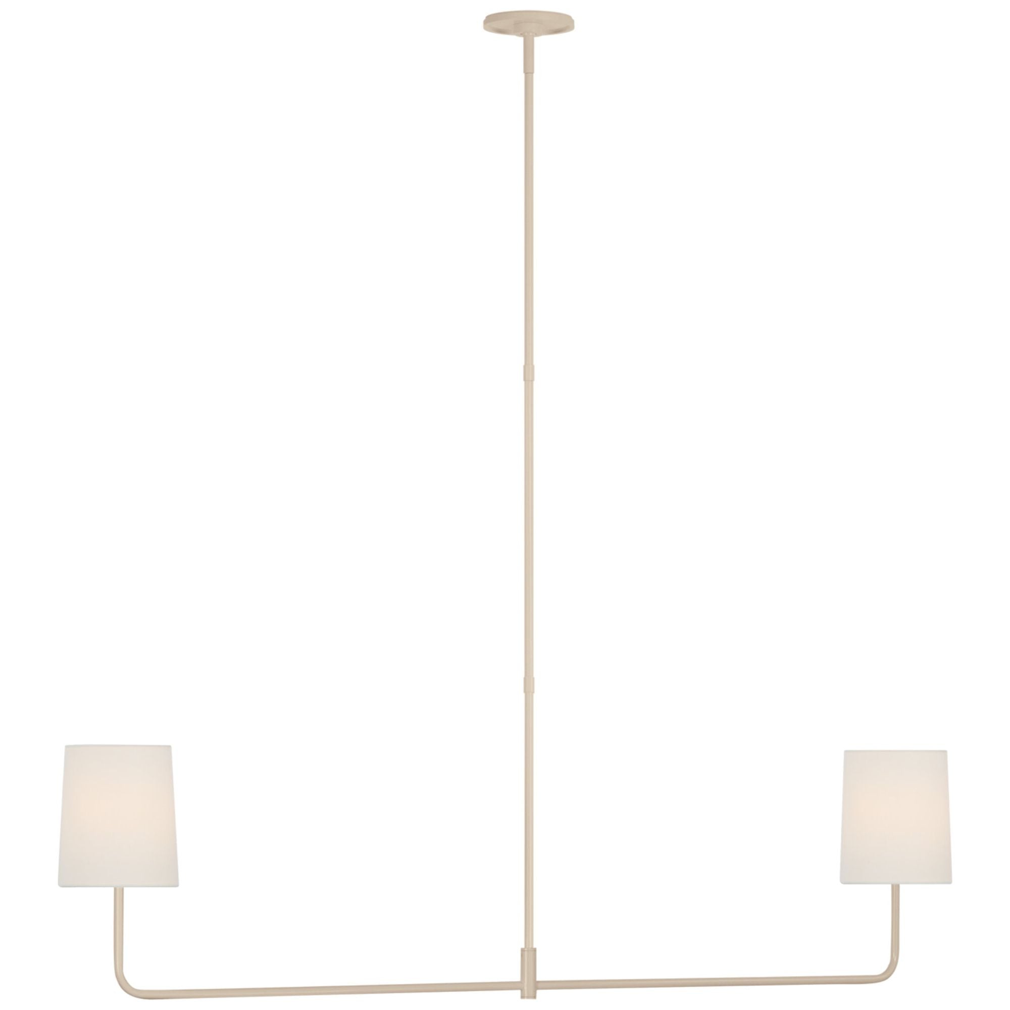 Barbara Barry Go Lightly 54" Two Light Linear Chandelier in China White with Linen Shades