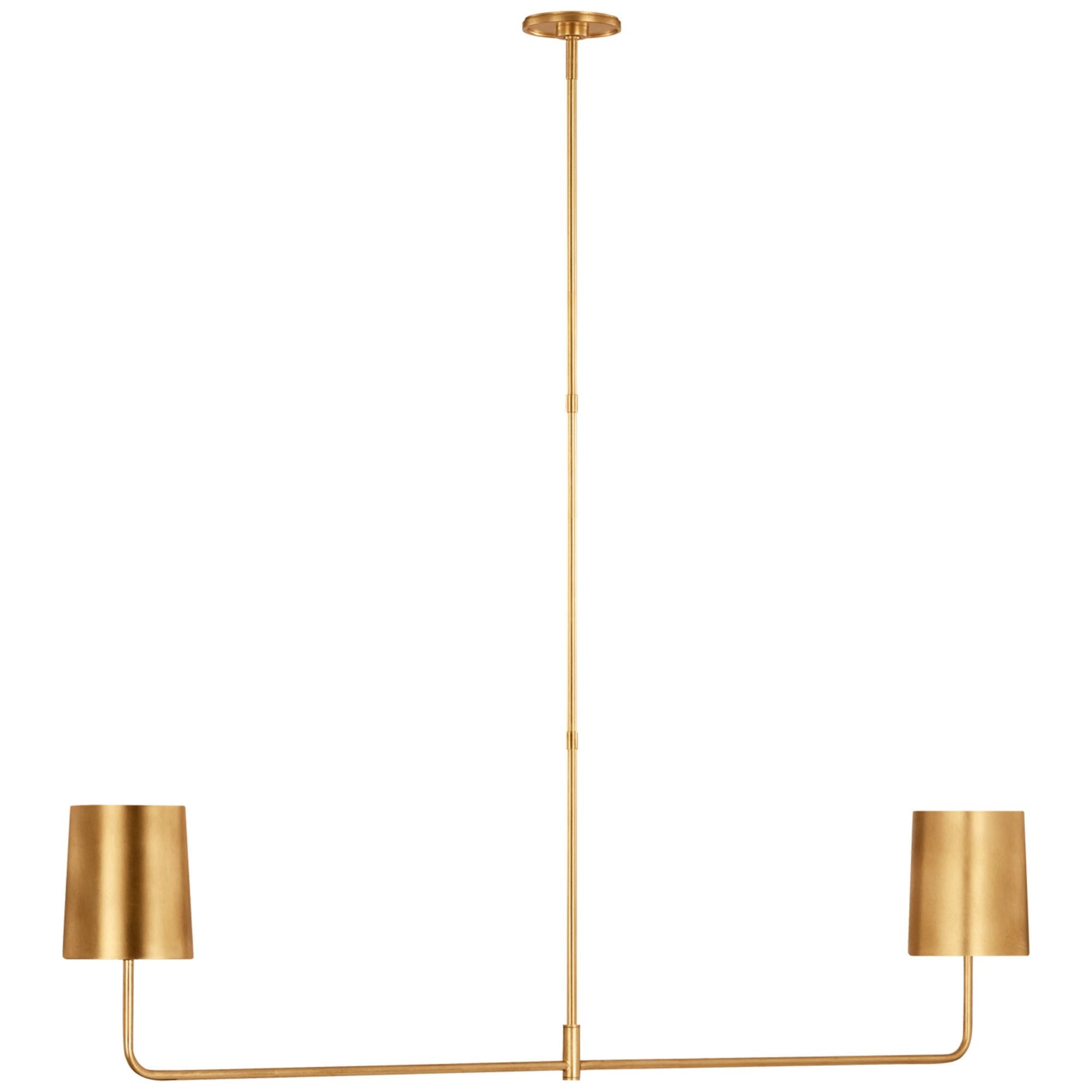 Barbara Barry Go Lightly 54" Two Light Linear Chandelier in Gild with Gild Shades