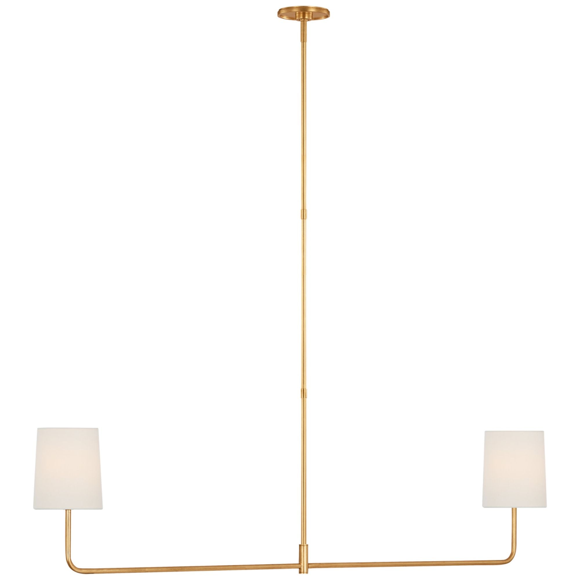Barbara Barry Go Lightly 54" Two Light Linear Chandelier in Gild with Linen Shades