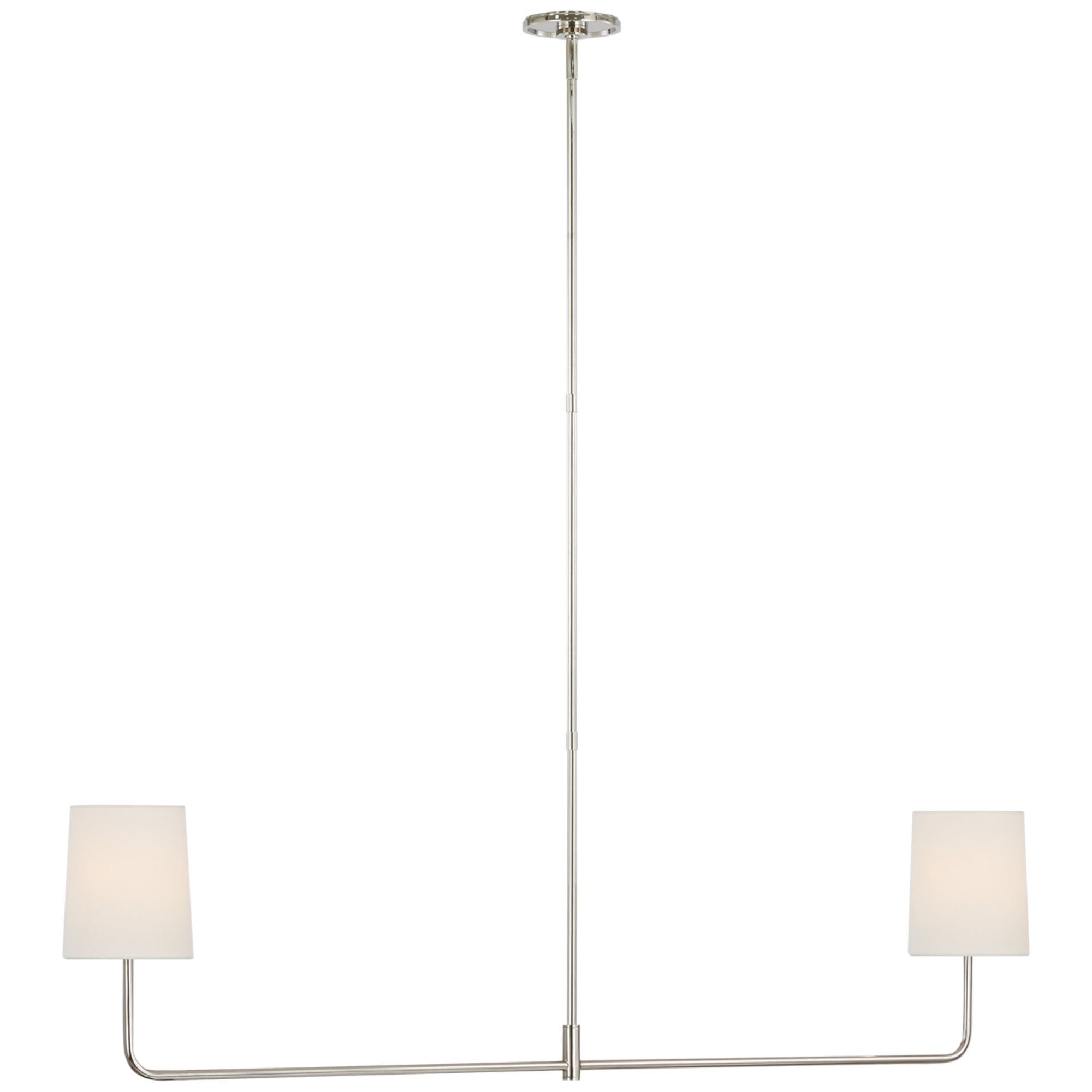 Barbara Barry Go Lightly 54" Two Light Linear Chandelier in Polished Nickel with Linen Shades