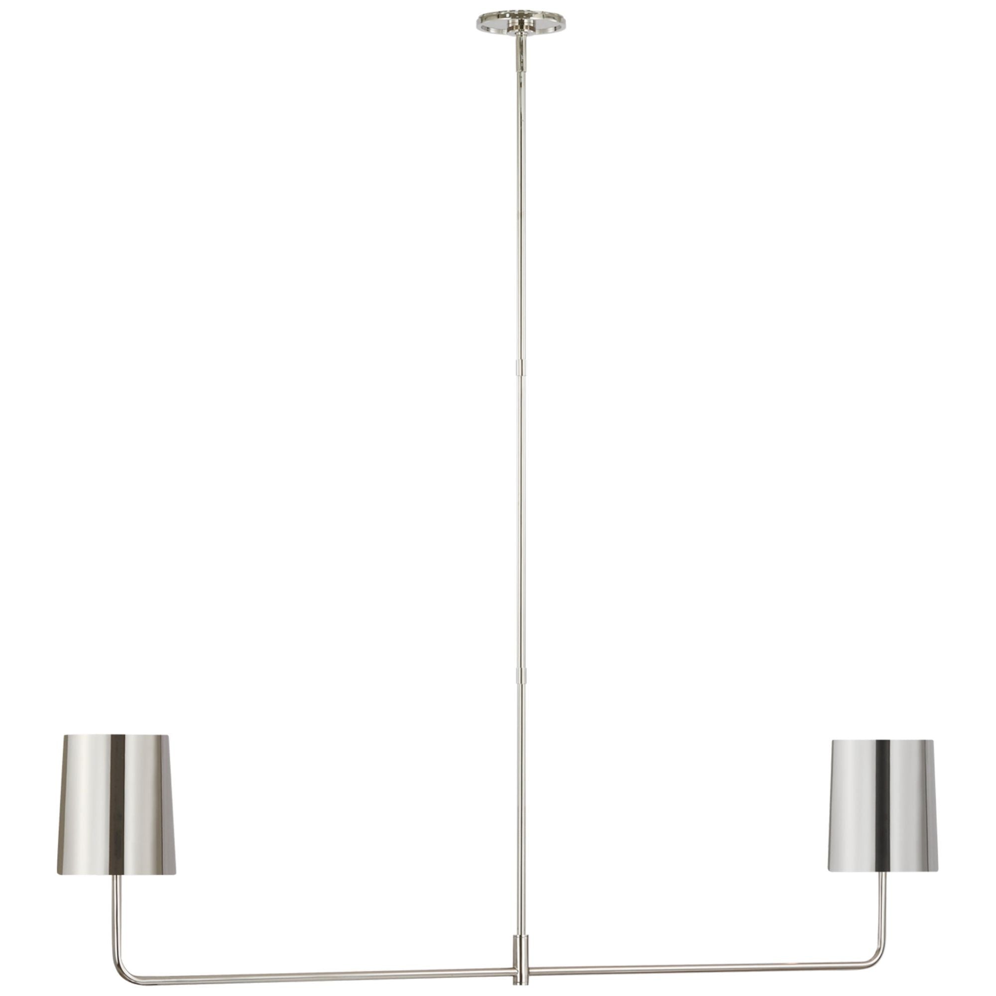 Barbara Barry Go Lightly 54" Two Light Linear Chandelier in Polished Nickel with Polished Nickel Shades