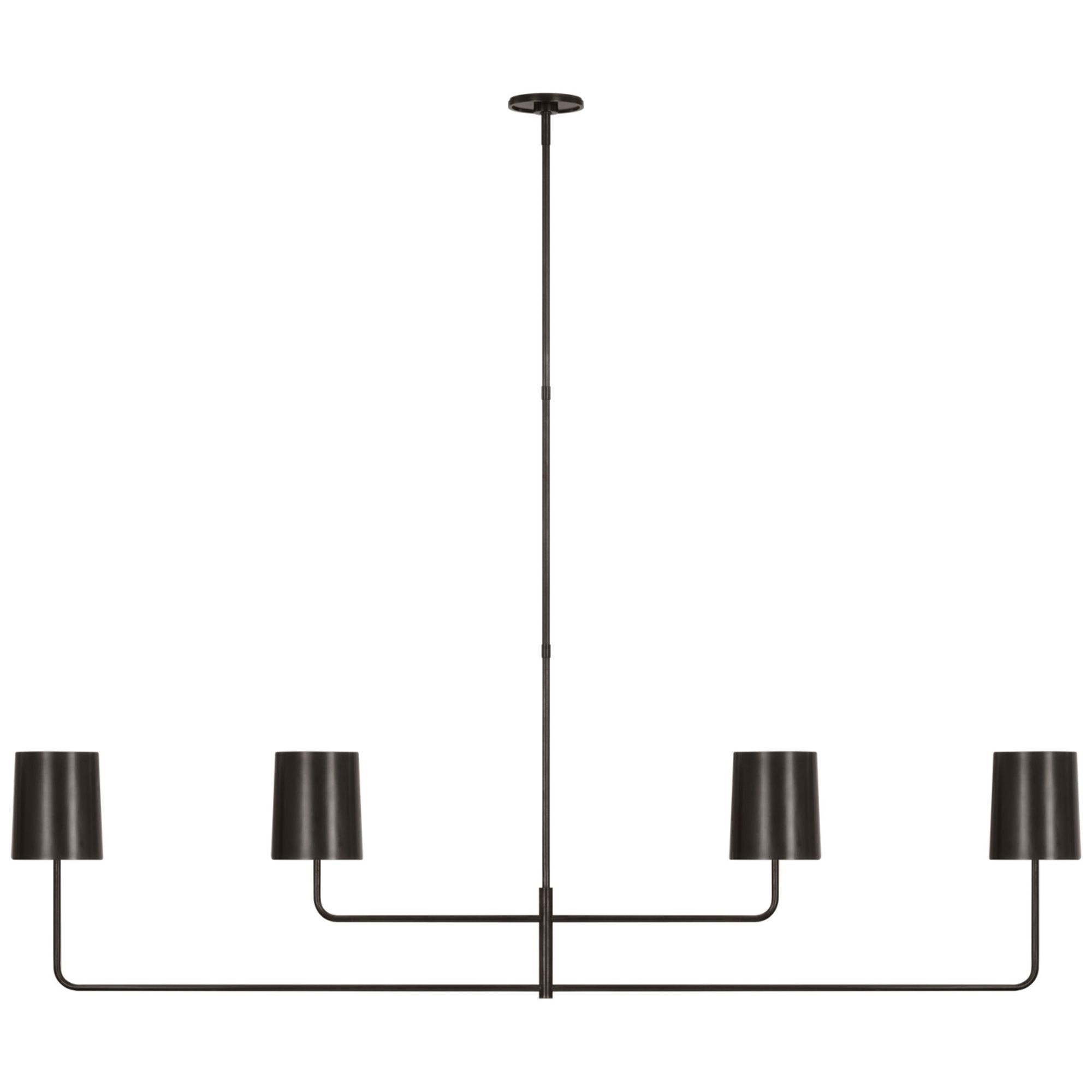 Barbara Barry Go Lightly 70" Four Light Linear Chandelier in Bronze with Bronze Shades