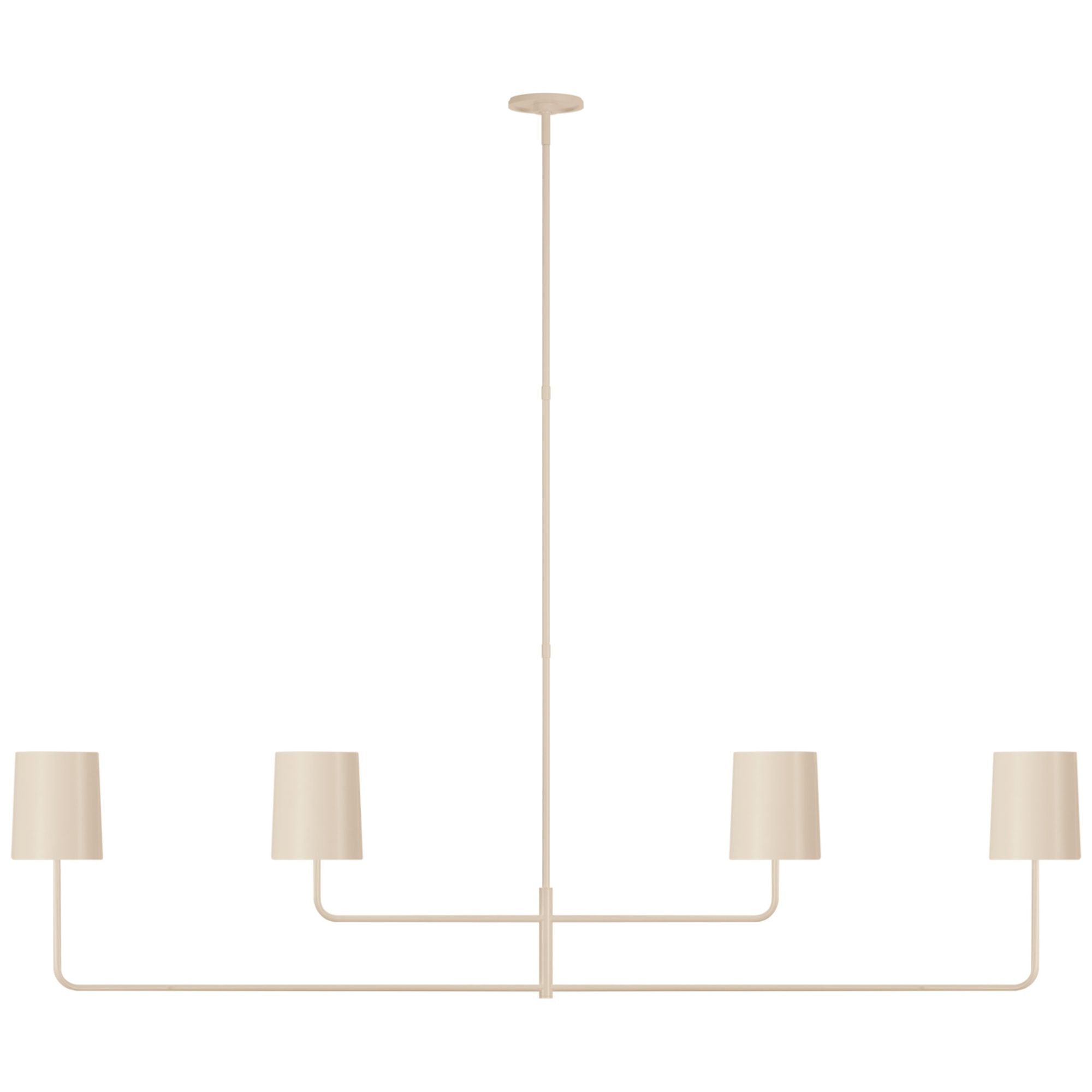 Barbara Barry Go Lightly 70" Four Light Linear Chandelier in China White with China White Shades