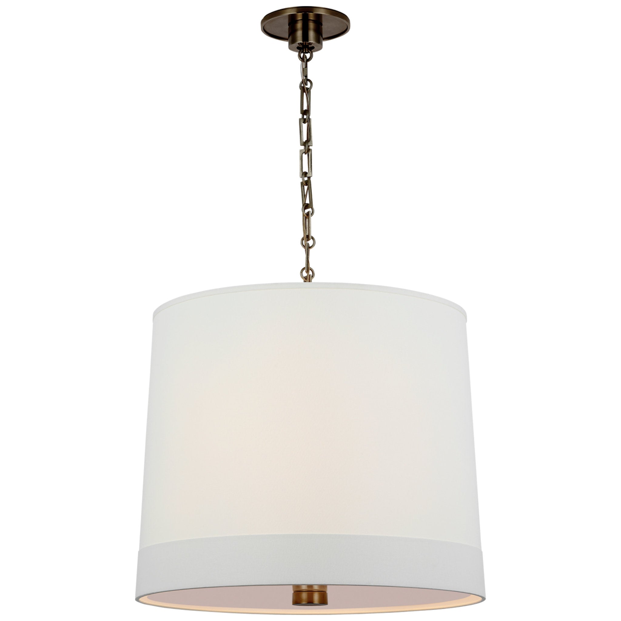 Barbara Barry Simple Hanging Shade in Bronze with Banded Linen Shade