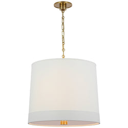 Barbara Barry Simple Hanging Shade in Soft Brass with Banded Linen Shade