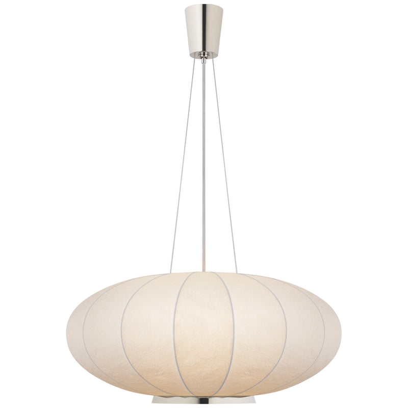 Barbara Barry Paper Moon Large Hanging Shade in Polished Nickel with Rice Paper Shade