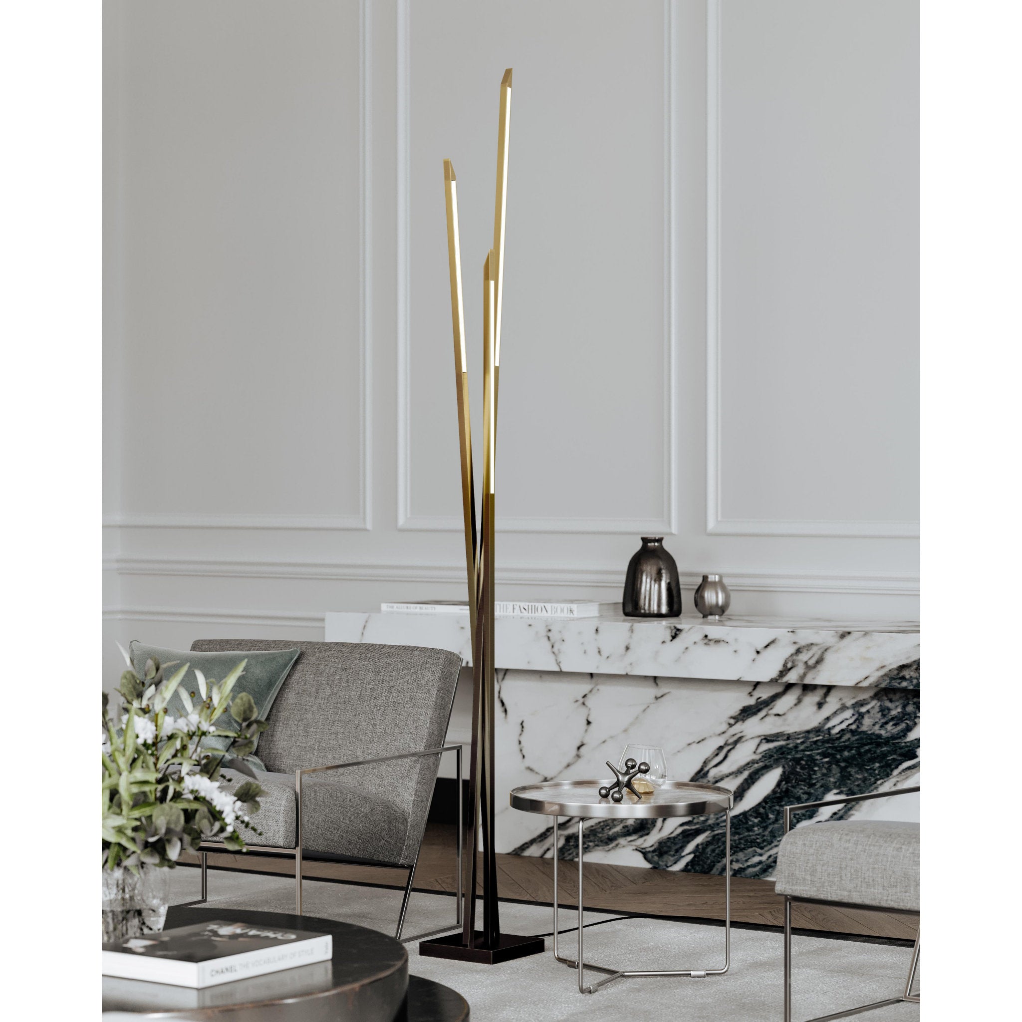 Gansevoort 1-Light Floor Lamp in  Gradient Brass 8L x 8W x 78H