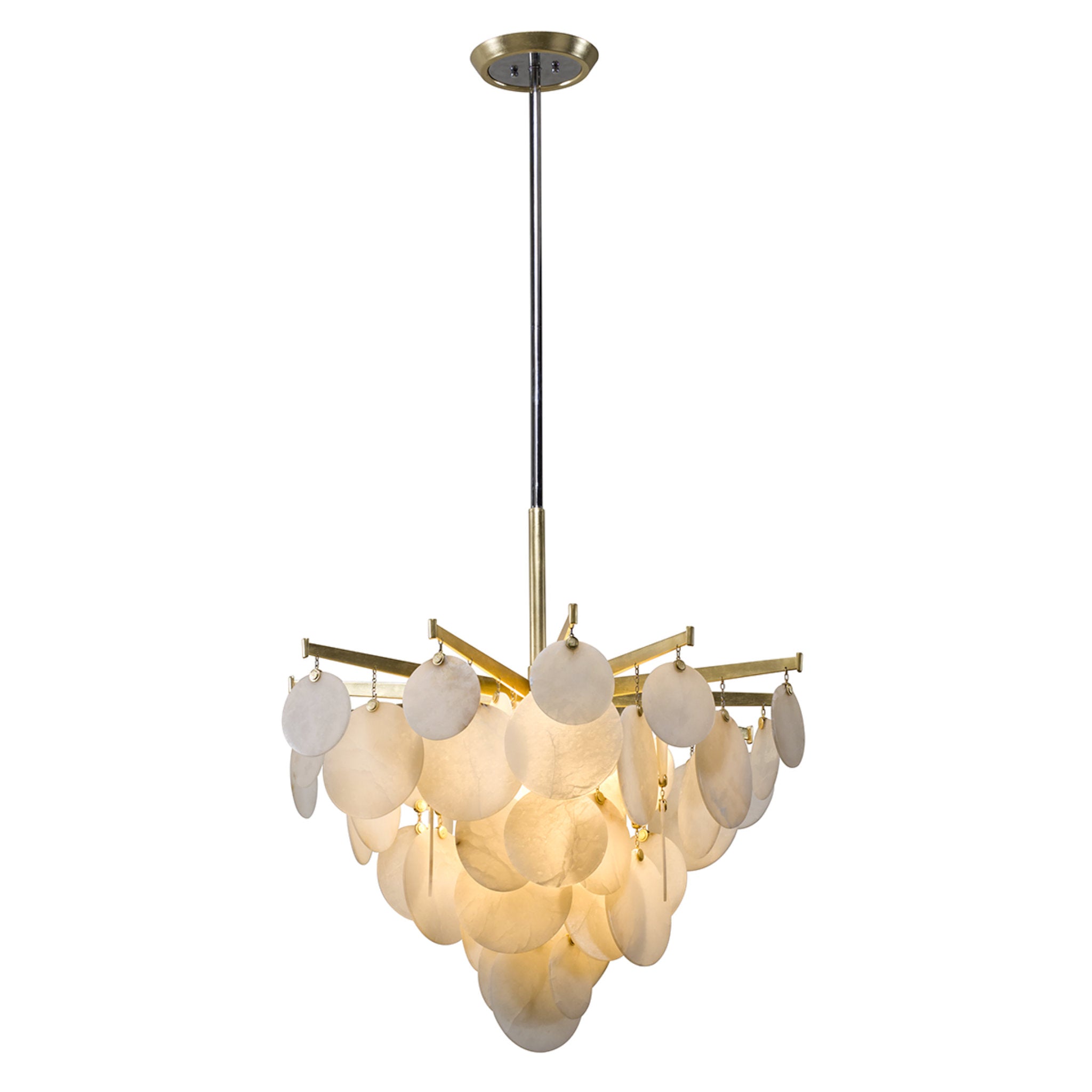 Serenity 1 Light Chandelier in Gold Leaf W Polished Stainless