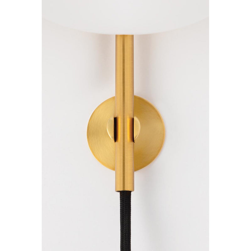 Gina 1 Light Plug-in Sconce in Aged Brass