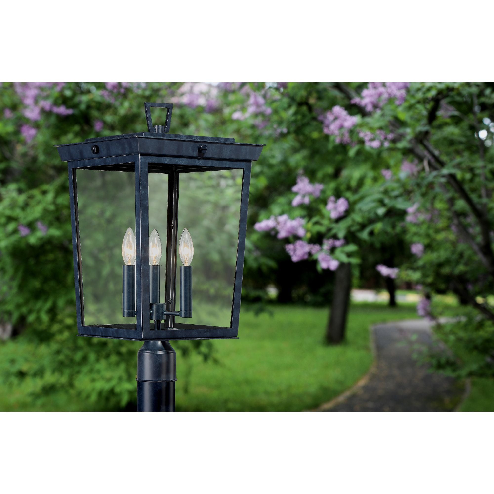 Belmont 3 Light Graphite Outdoor Lantern Post