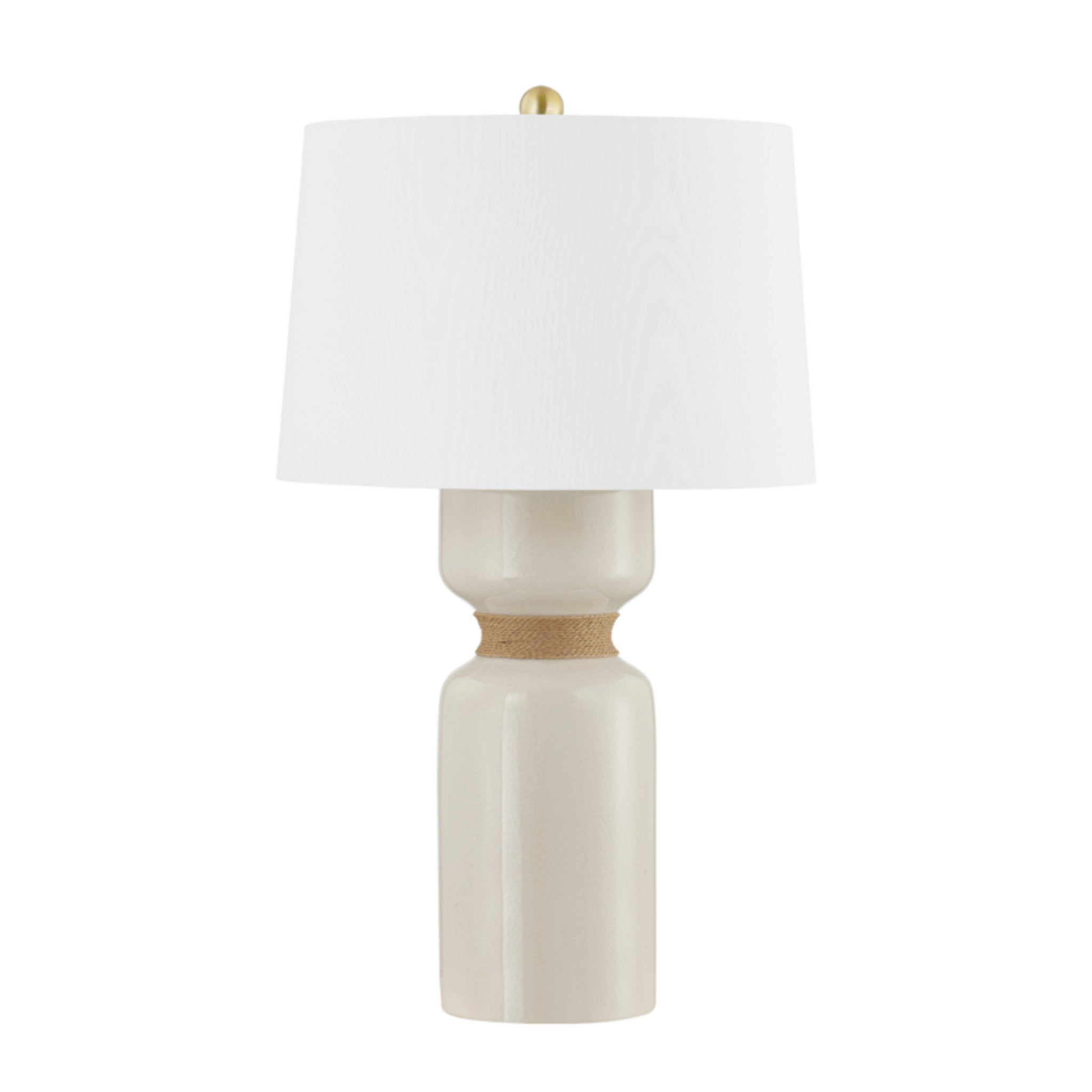 Mindy 1-Light Table Lamp in  Aged Brass/Ceramic Ivory Crackle by  Becki Owens 16.75L x 16.75W x 27.75H