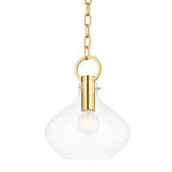 LINA 1 Light Pendant in Aged Brass by Becki Owens