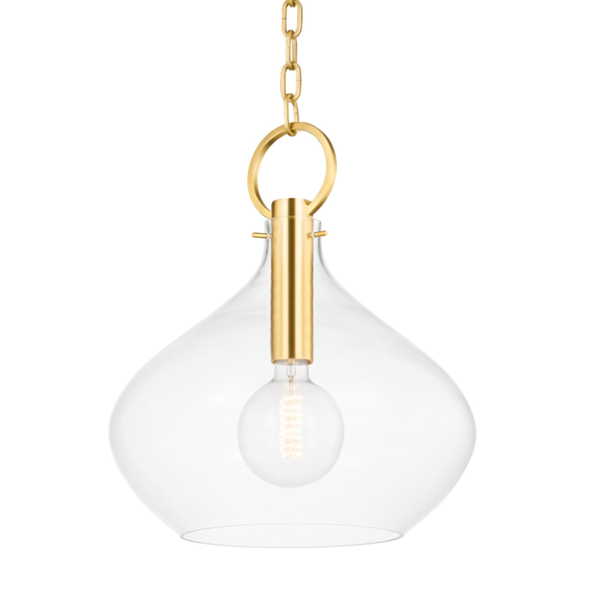 LINA 1 Light Pendant in Aged Brass by Becki Owens