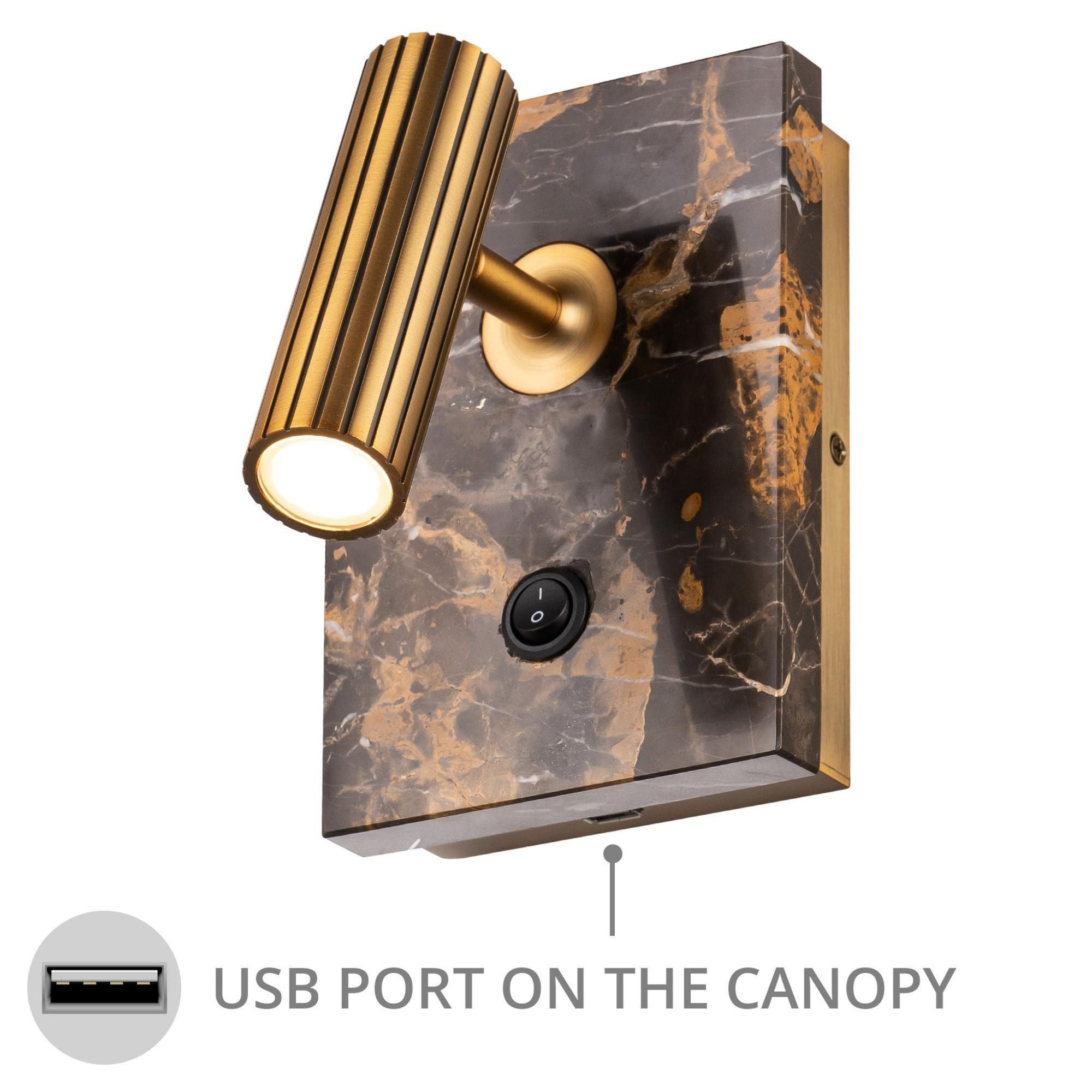 Nexus 7in LED Reading Light 3000K in Black with Aged Brass