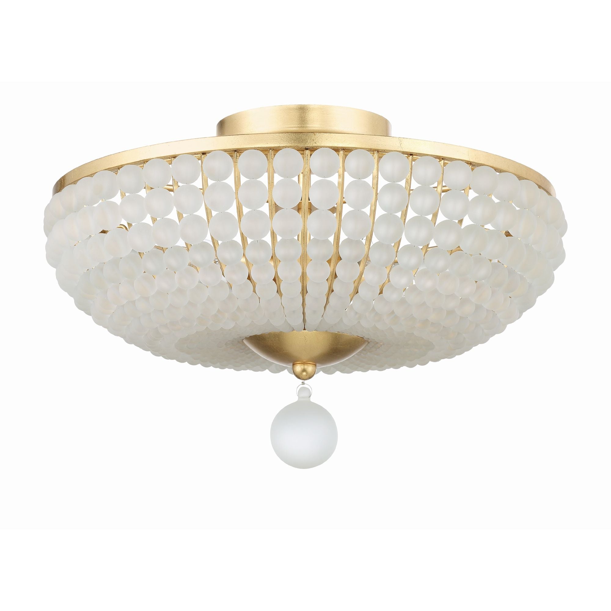 Bella 4 Light Antique Gold Semi Flush Mount Frosted Glass Beads 18"W x 12"H x 18"D