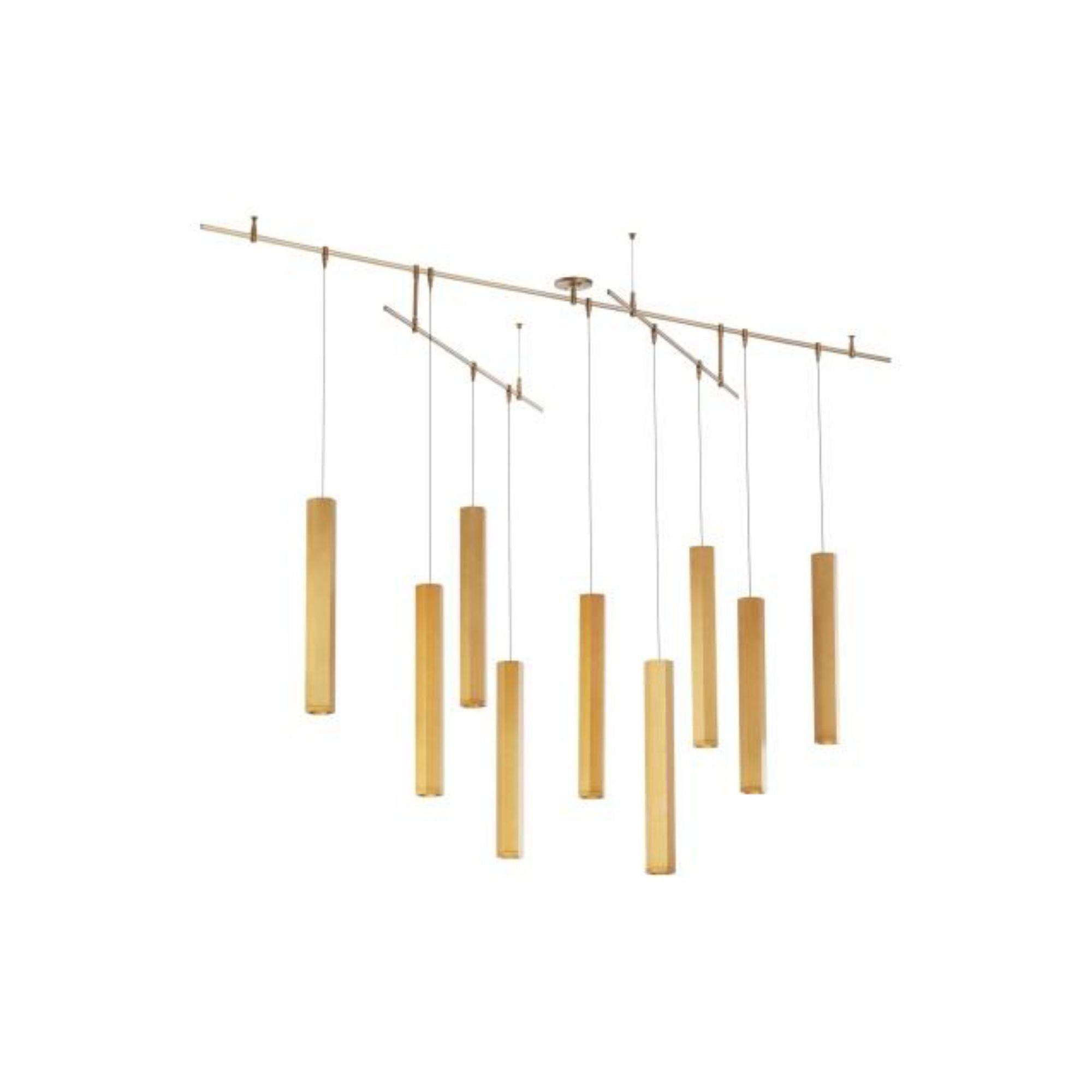 Blok Large Chandelier Chandeliers 9-Light LED 3000K Aged Brass by Sean Lavin