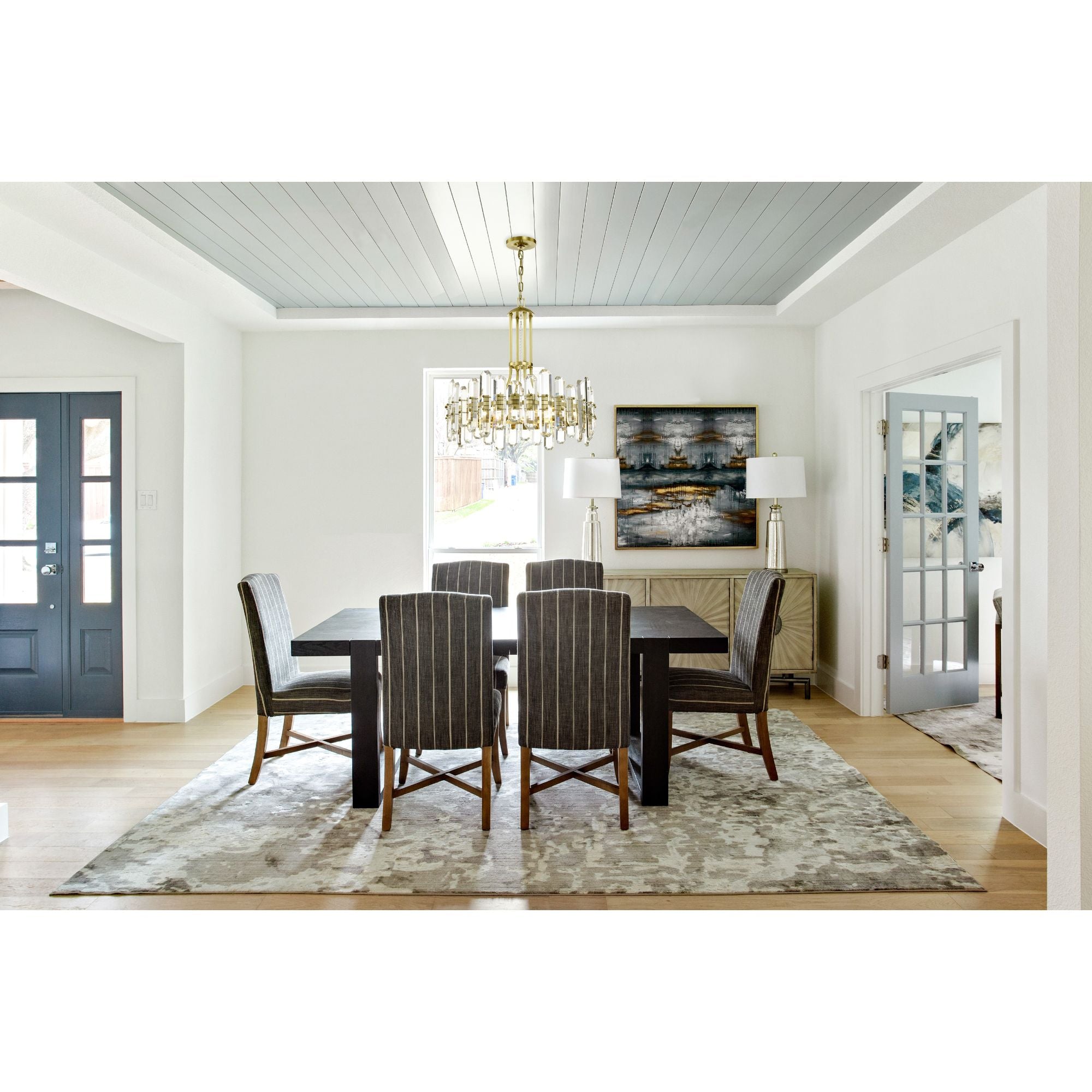 Bolton 8 Light Aged Brass Chandelier Faceted Crystal Elements 24.75"W x 26"H x 24.75"D