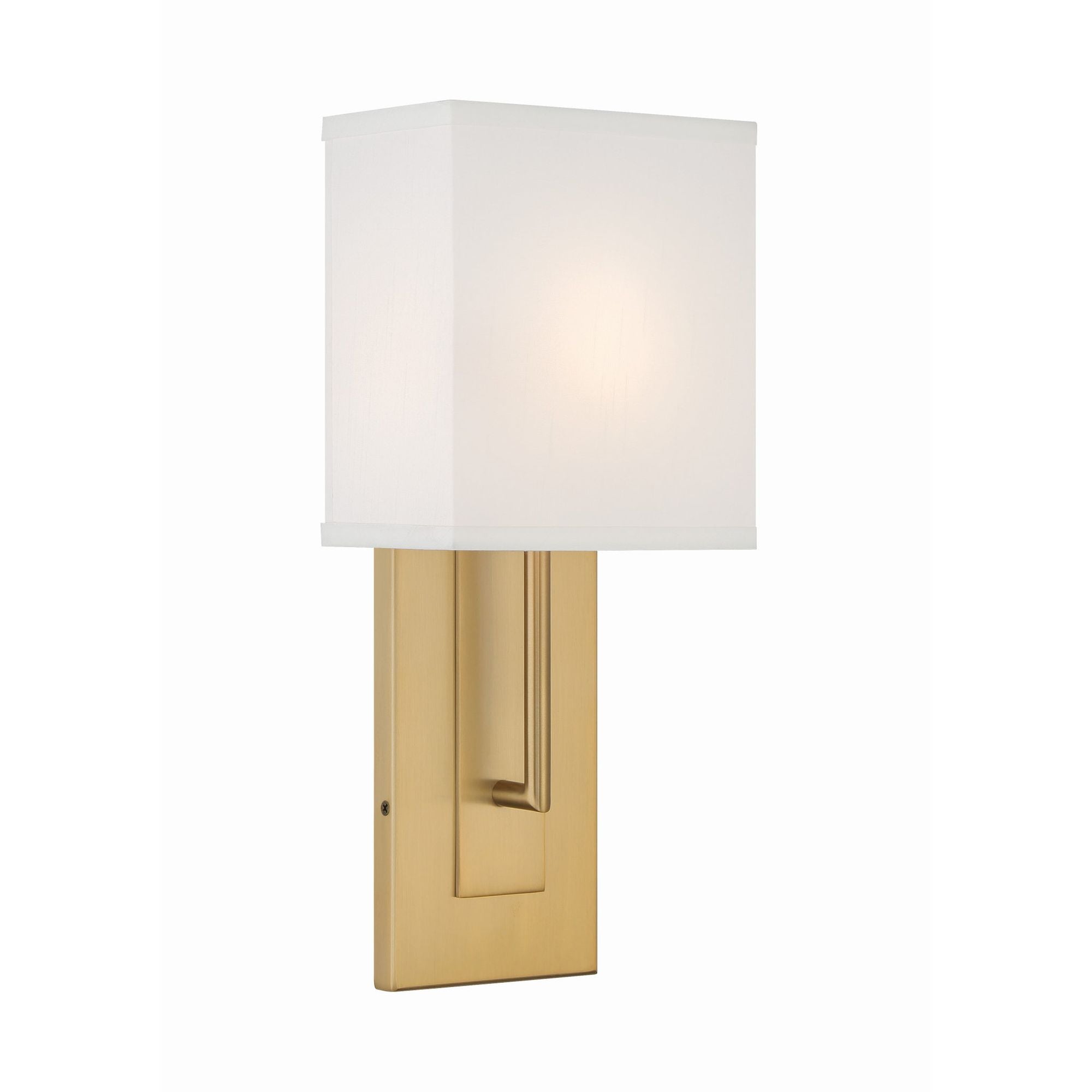 Brent 1 Light Vibrant Gold Sconce Silk Shade 6.5"W x 15"H x 4"D