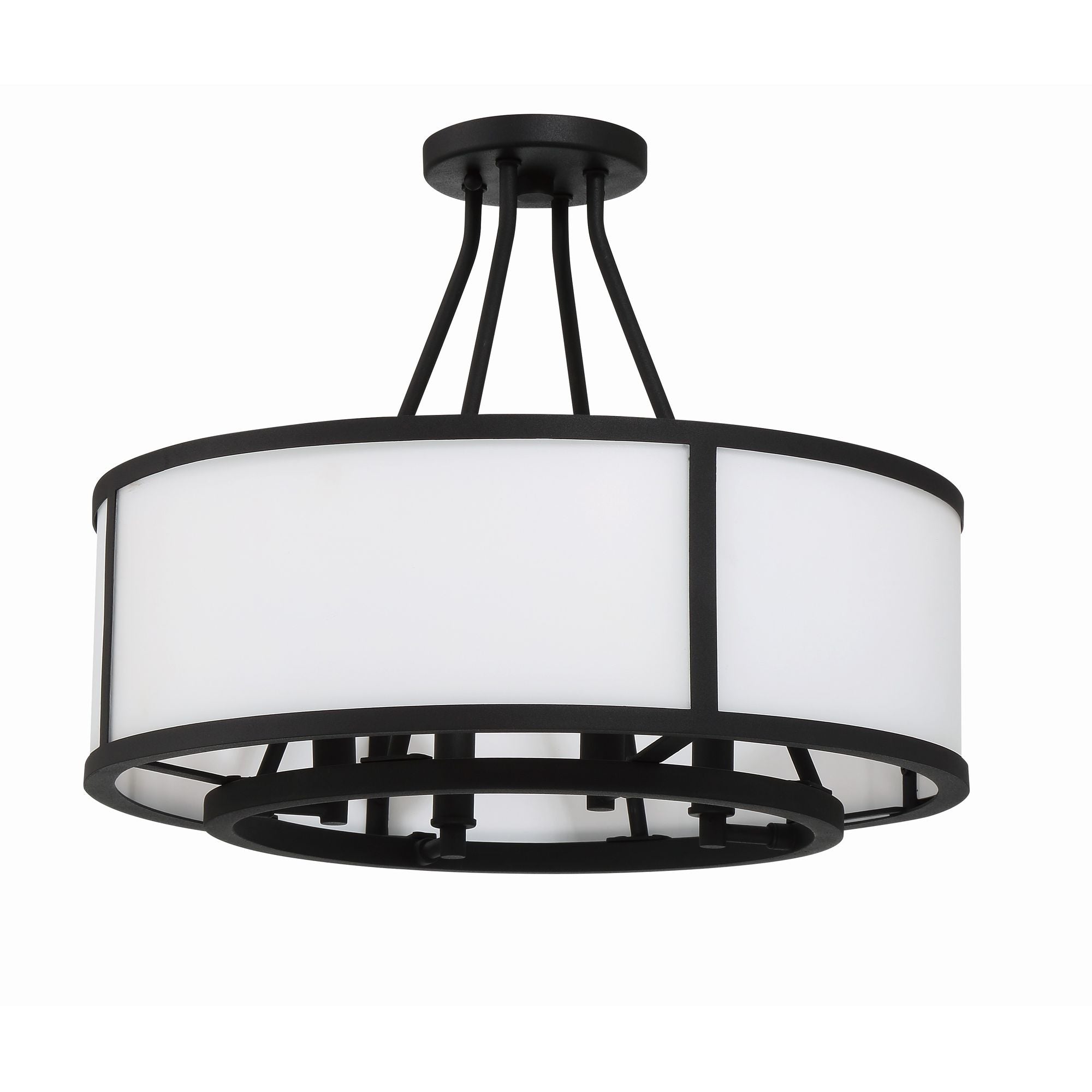 Bryant 18'' Black Forged Semi Flush Mount Black 18"W x 14.75"H x 18"D