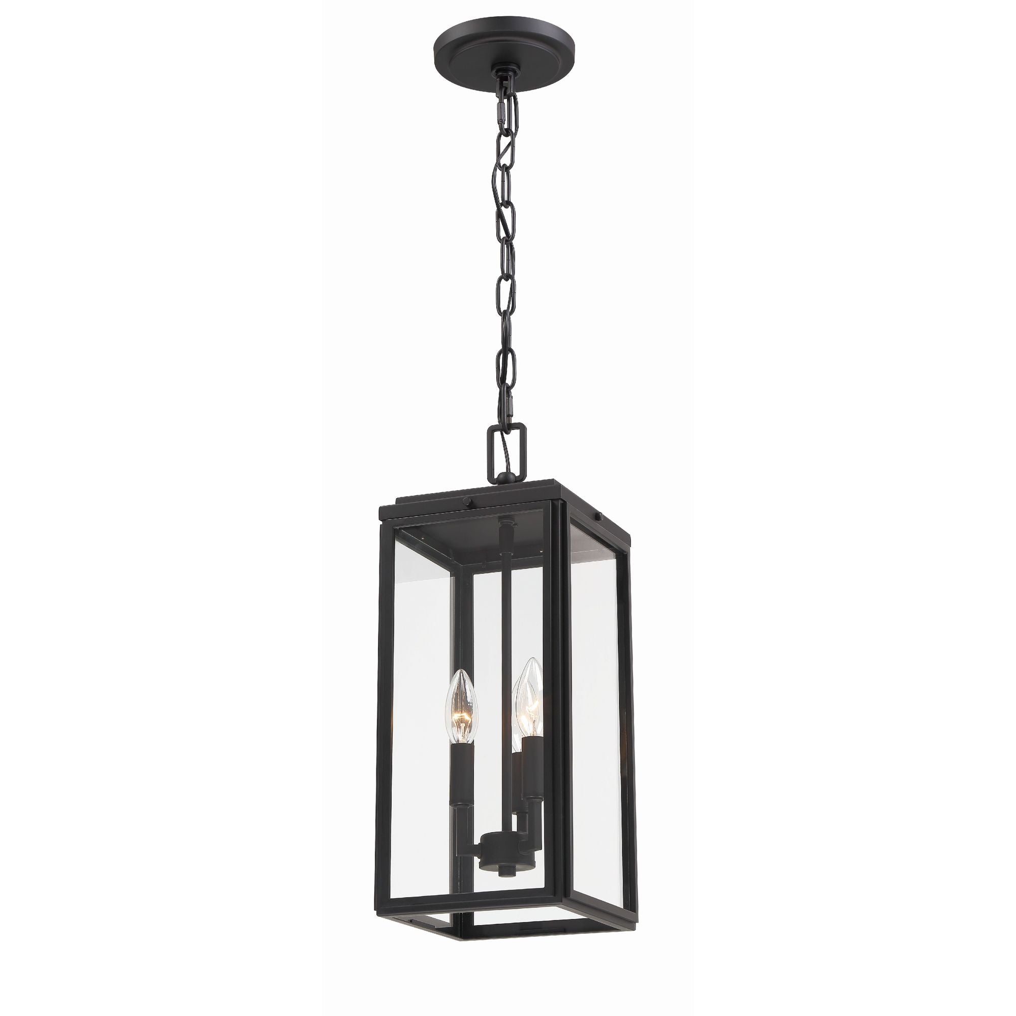 Byron 3 Light Matte Black Outdoor Pendant Clear Glass 7.5"W x 18.75"H x 7.5"D