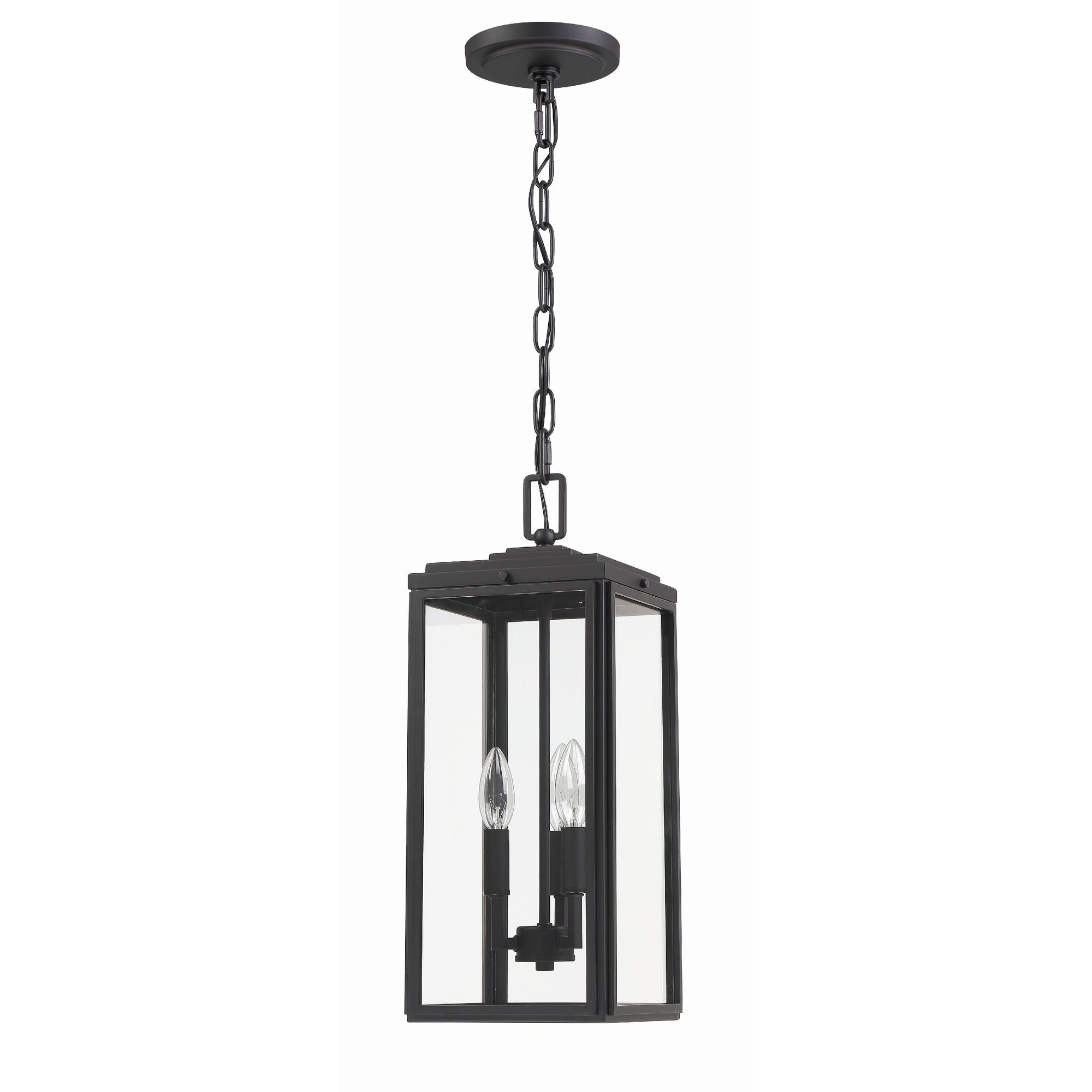 Byron 3 Light Matte Black Outdoor Pendant Clear Glass 7.5"W x 18.75"H x 7.5"D
