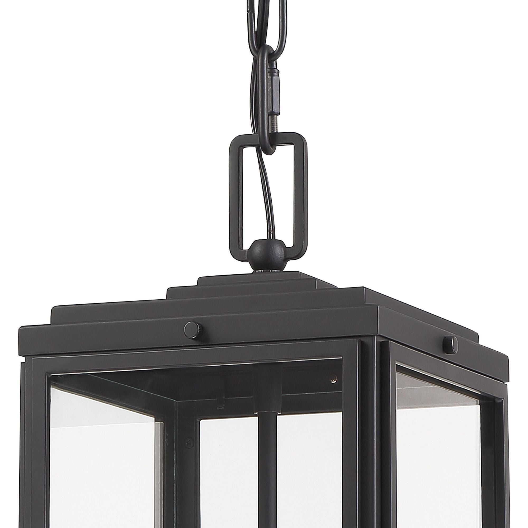 Byron 3 Light Matte Black Outdoor Pendant Clear Glass 7.5"W x 18.75"H x 7.5"D