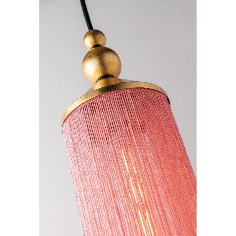Scarlett 1 Light Pendant in Gold Leaf/Pink