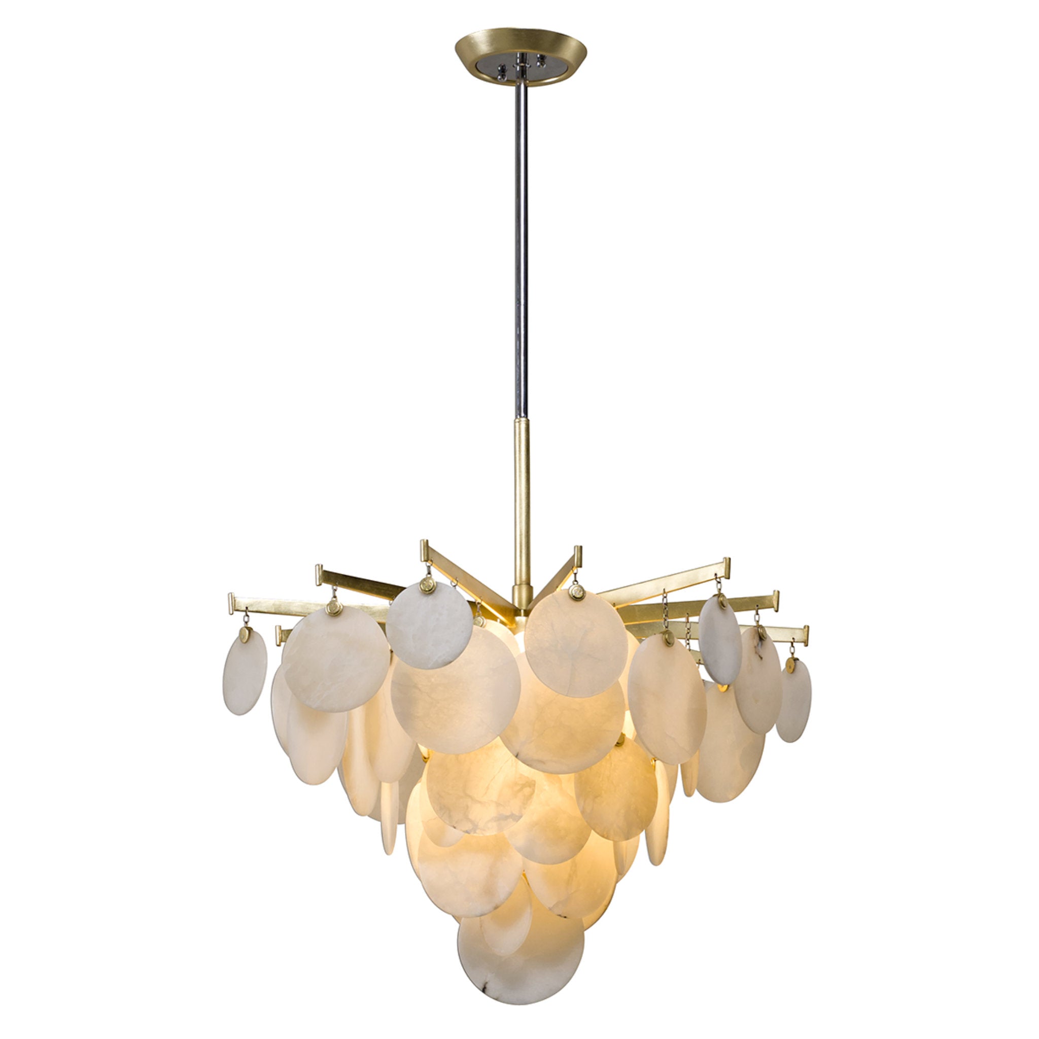 Serenity 1 Light Chandelier in Gold Leaf W Polished Stainless