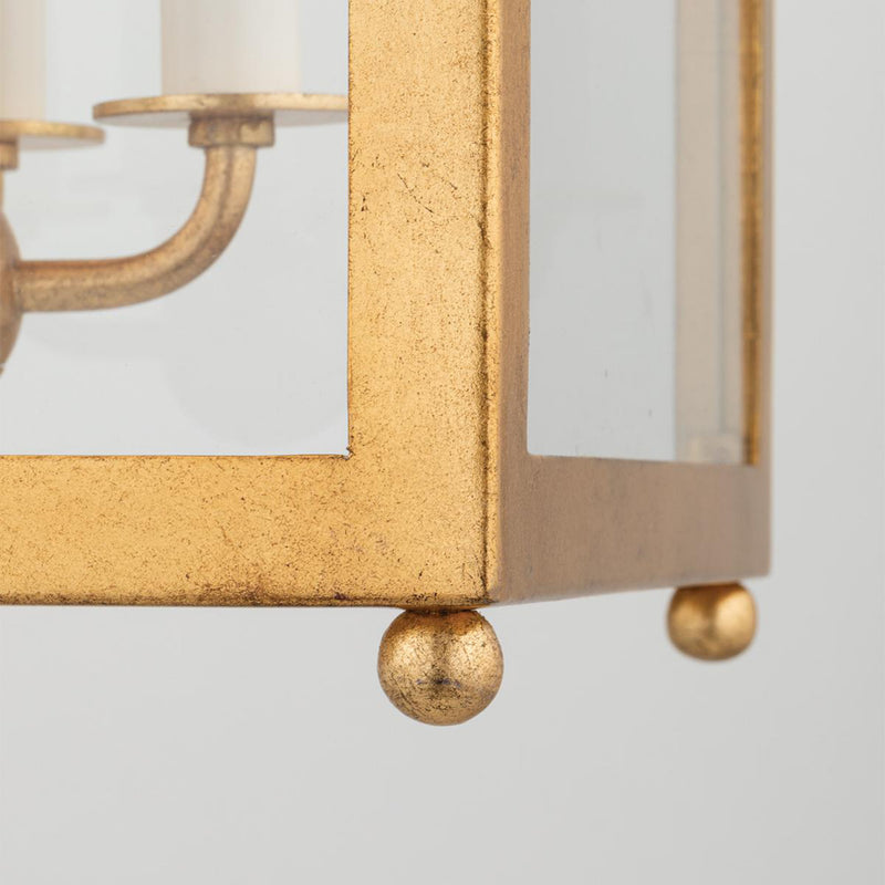 Leigh 4 Light Lantern in Polished Nickel/White