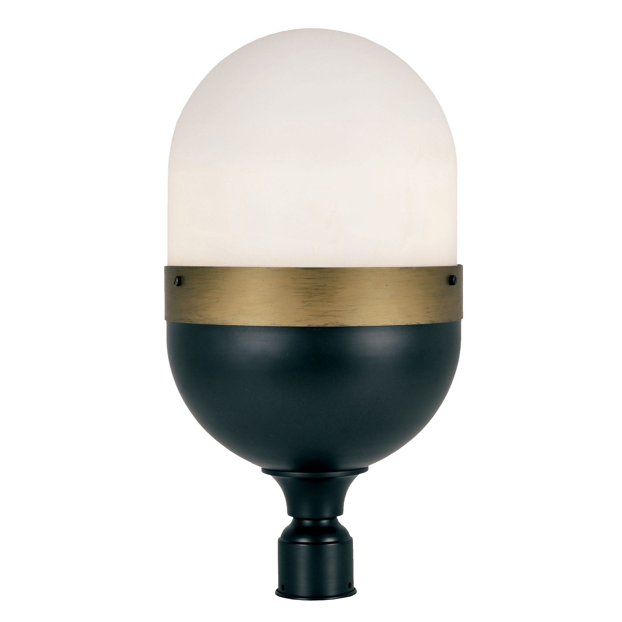 Brian Patrick Flynn Capsule 3 Light Matte Black + Textured Gold Outdoor Post Glass 12.25"W x 23.25"H x 12.25"D