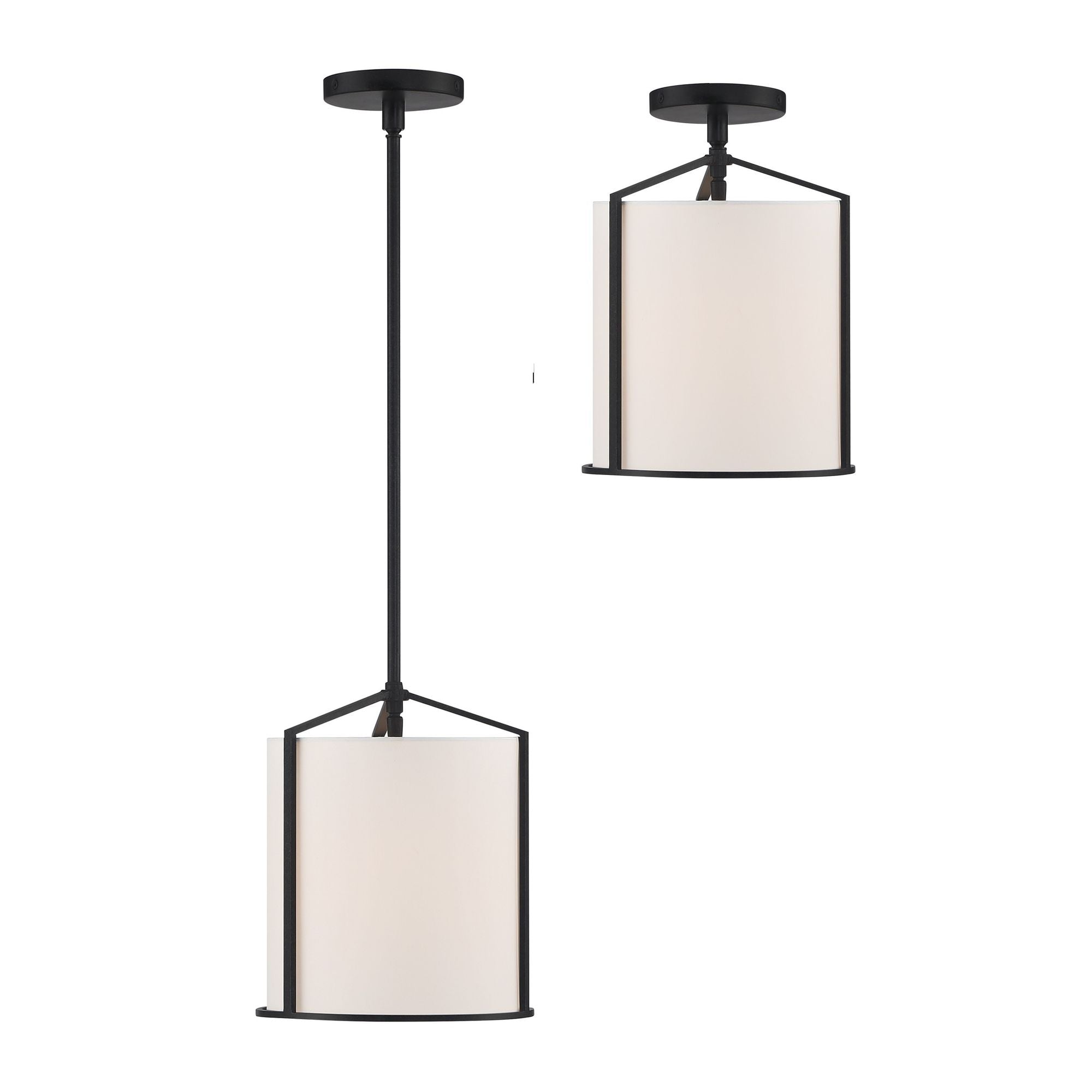 Carlyn 1 Light Black Mini Pendant Silk Shade 10"W x 12.5"H x 10"D