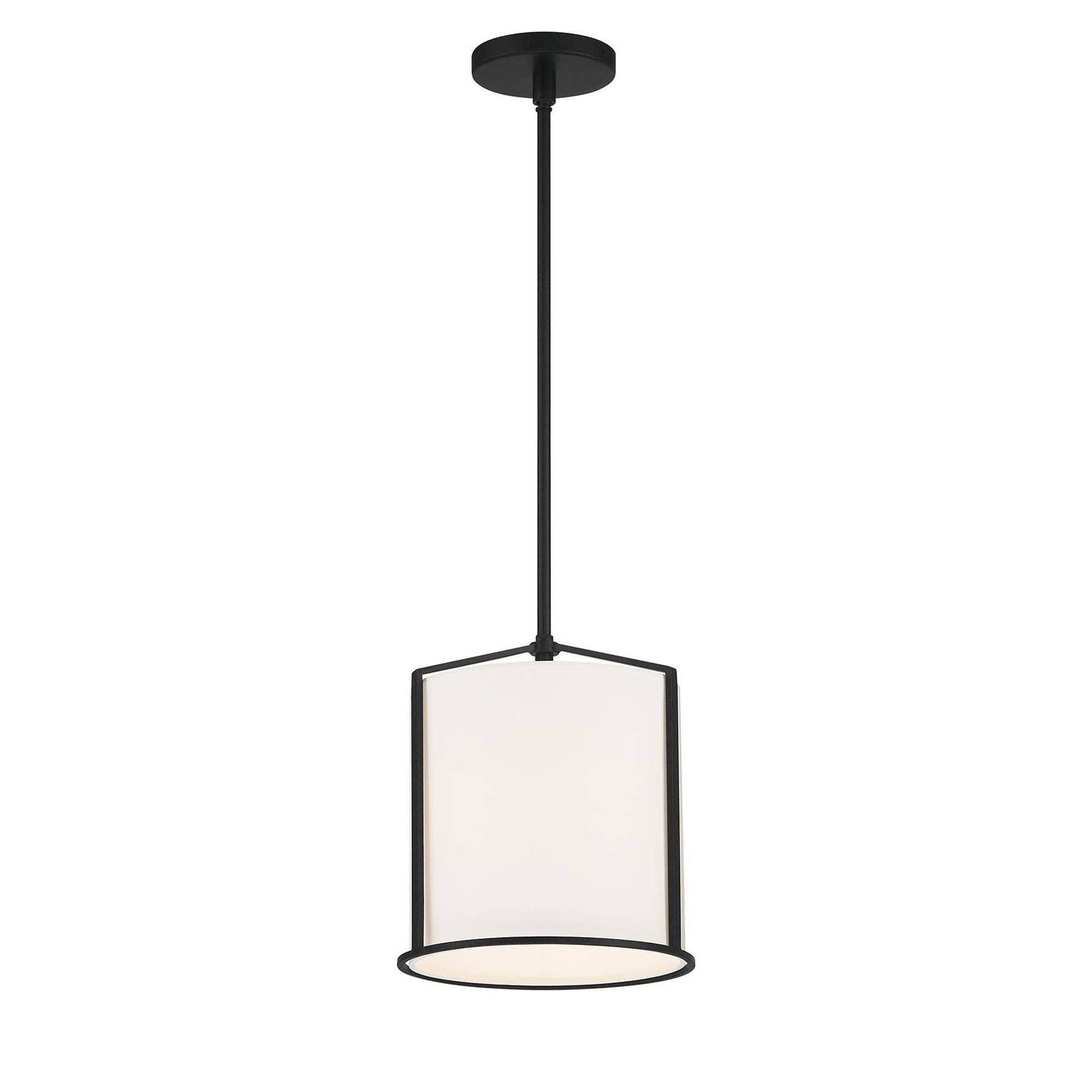 Carlyn 1 Light Black Mini Pendant Silk Shade 10"W x 12.5"H x 10"D