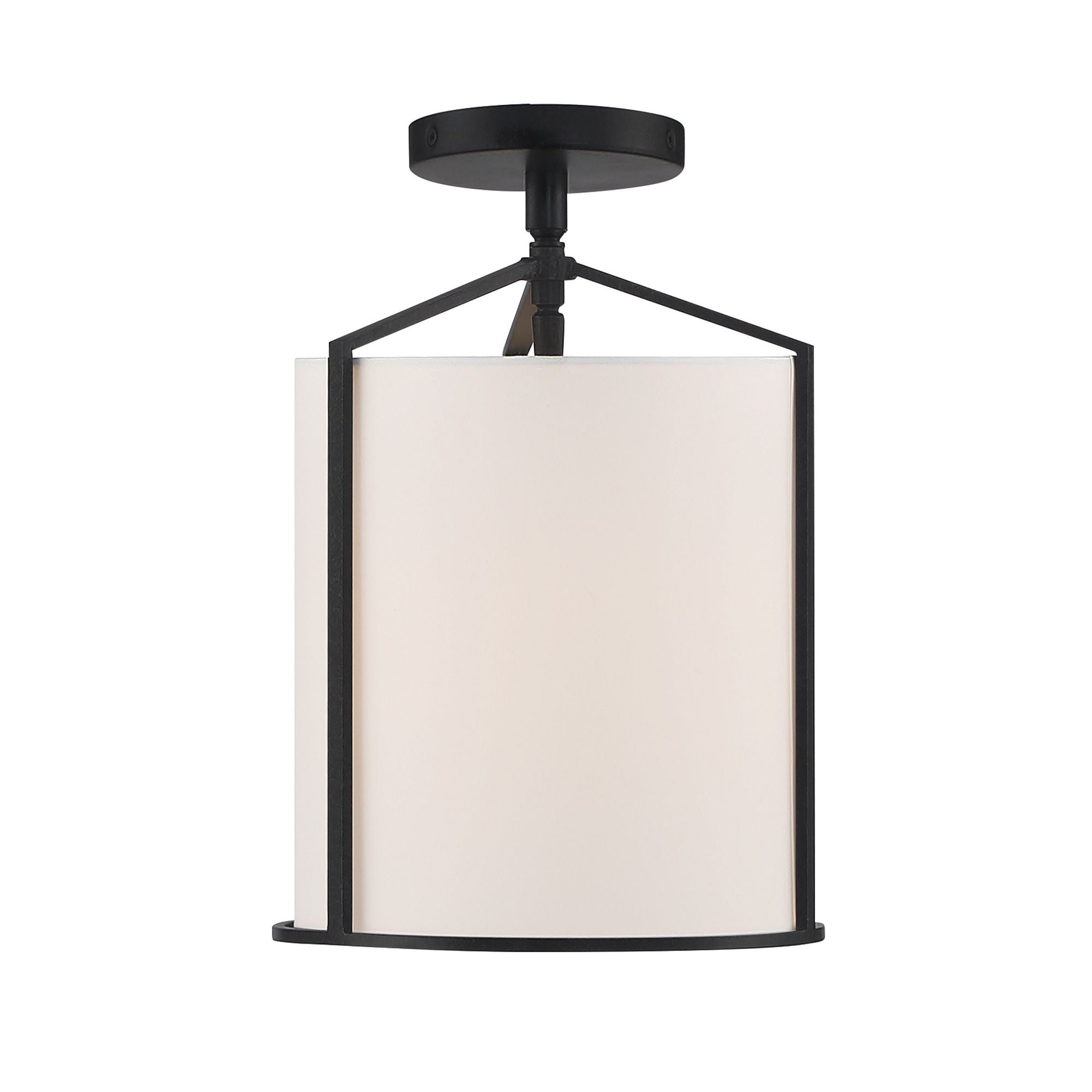 Carlyn 1 Light Black Semi Flush Mount Silk Shade 10"W x 11.5"H x 10"D