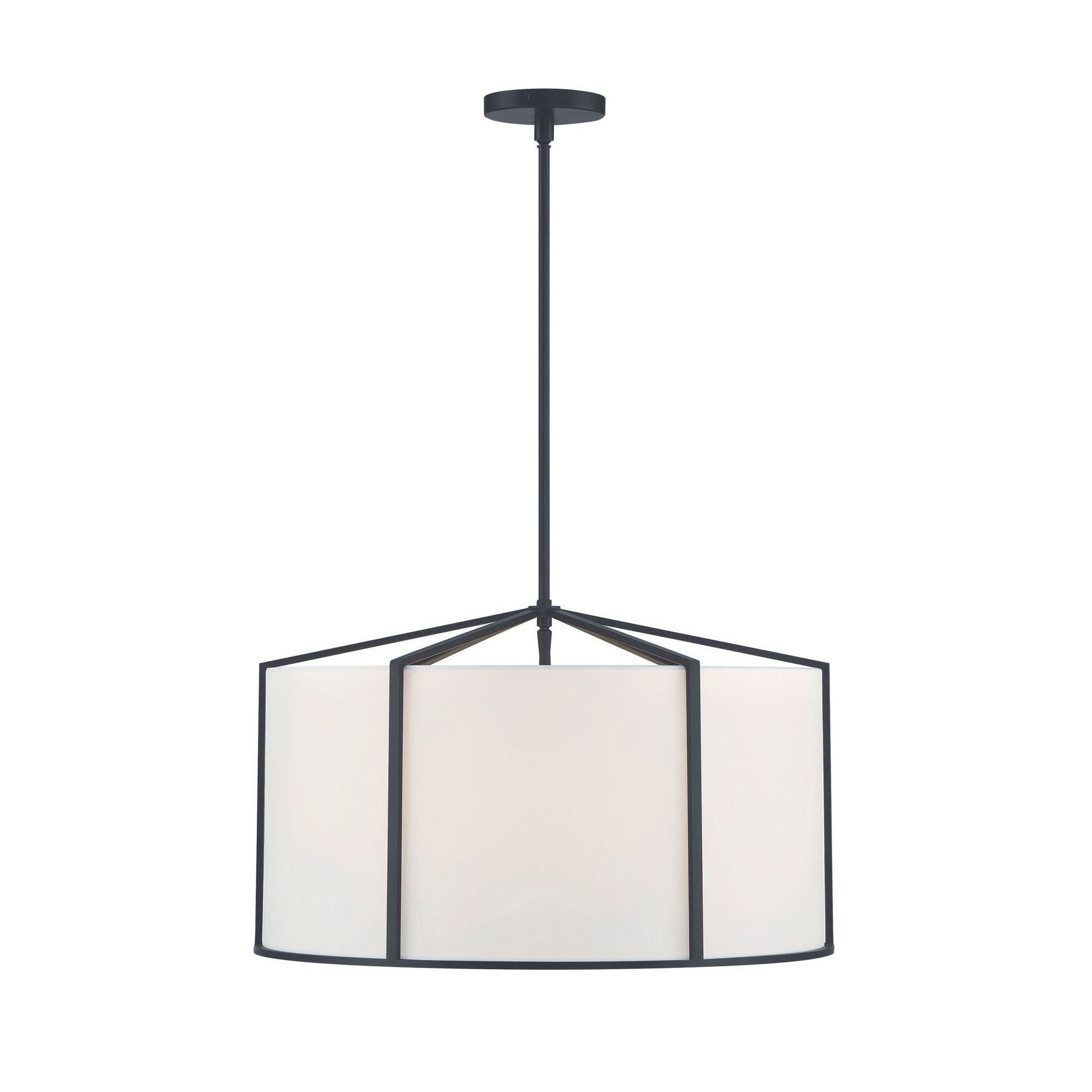 Carlyn 6 Light Black Chandelier Silk Shade 24"W x 14.75"H x 24"D