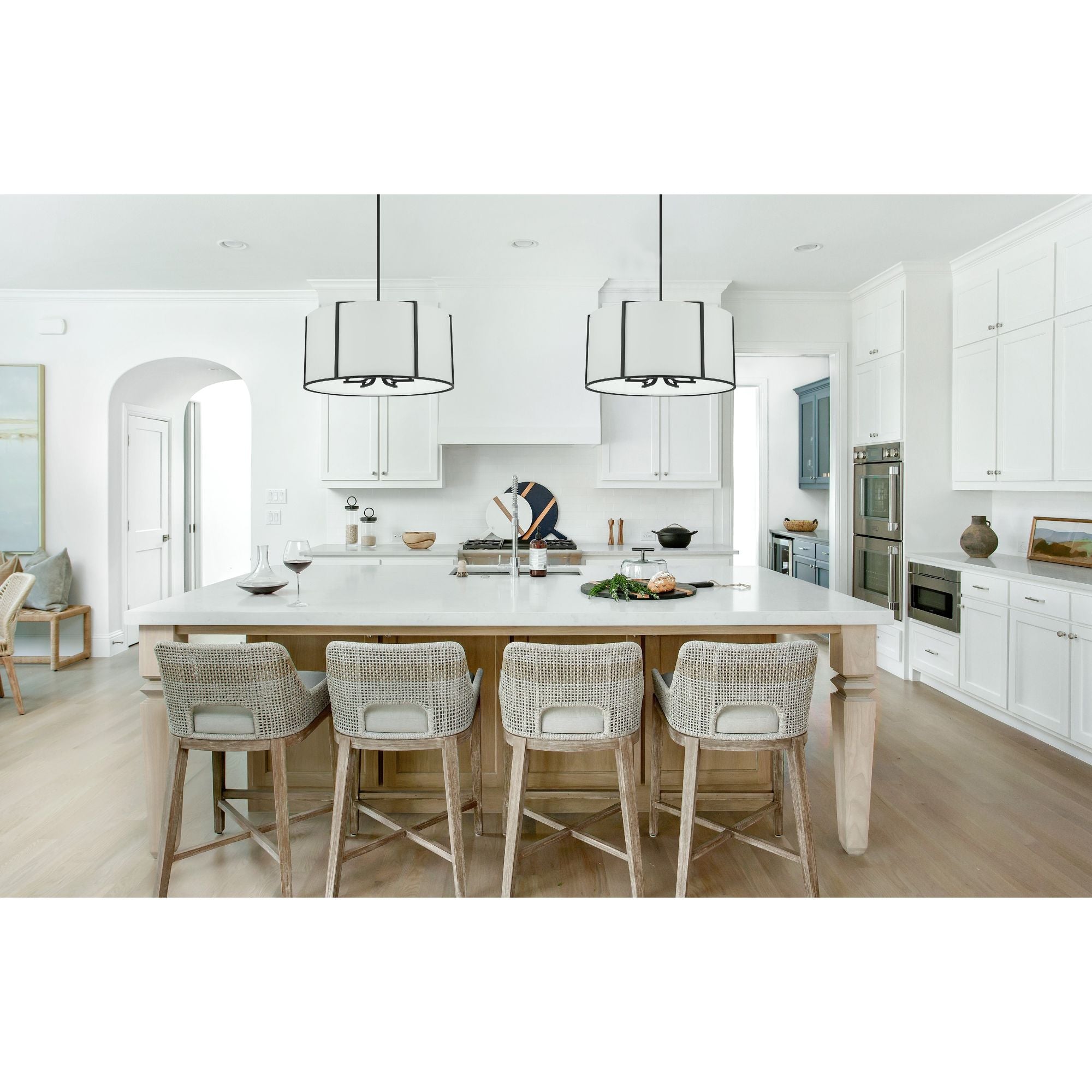 Carlyn 6 Light Black Chandelier Silk Shade 24"W x 14.75"H x 24"D