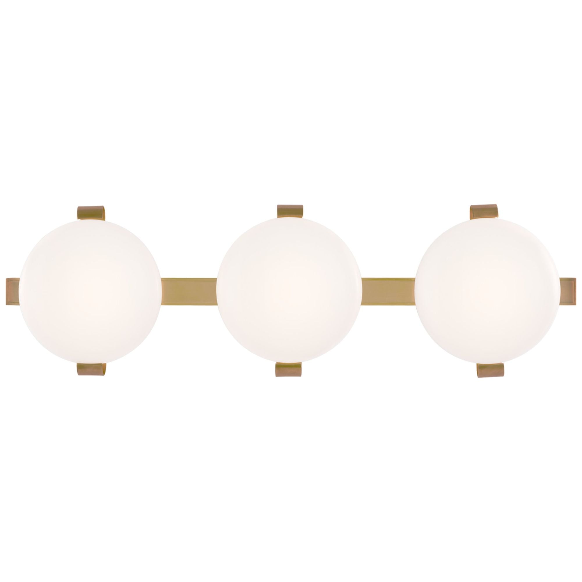Champalimaud Marisol 28" Bath Bar in Soft Brass with White Glass Wall Light W28" x H8.5"