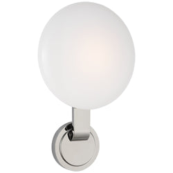 Champalimaud Marisol Medium Single Sconce in Polished Nickel with White Glass