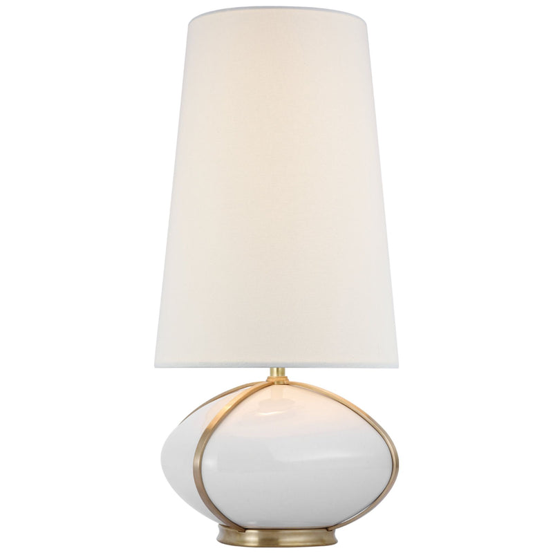 Champalimaud Fondant Small Table Lamp in Ivory and Soft Brass with Linen Shade